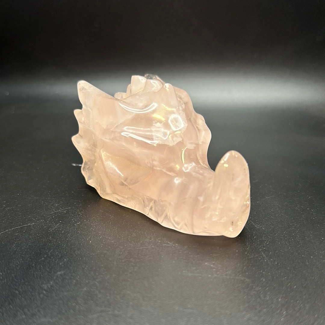 Rose quartz dragon head