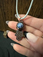 Copper Electroform Crystal Hamsa Pendant