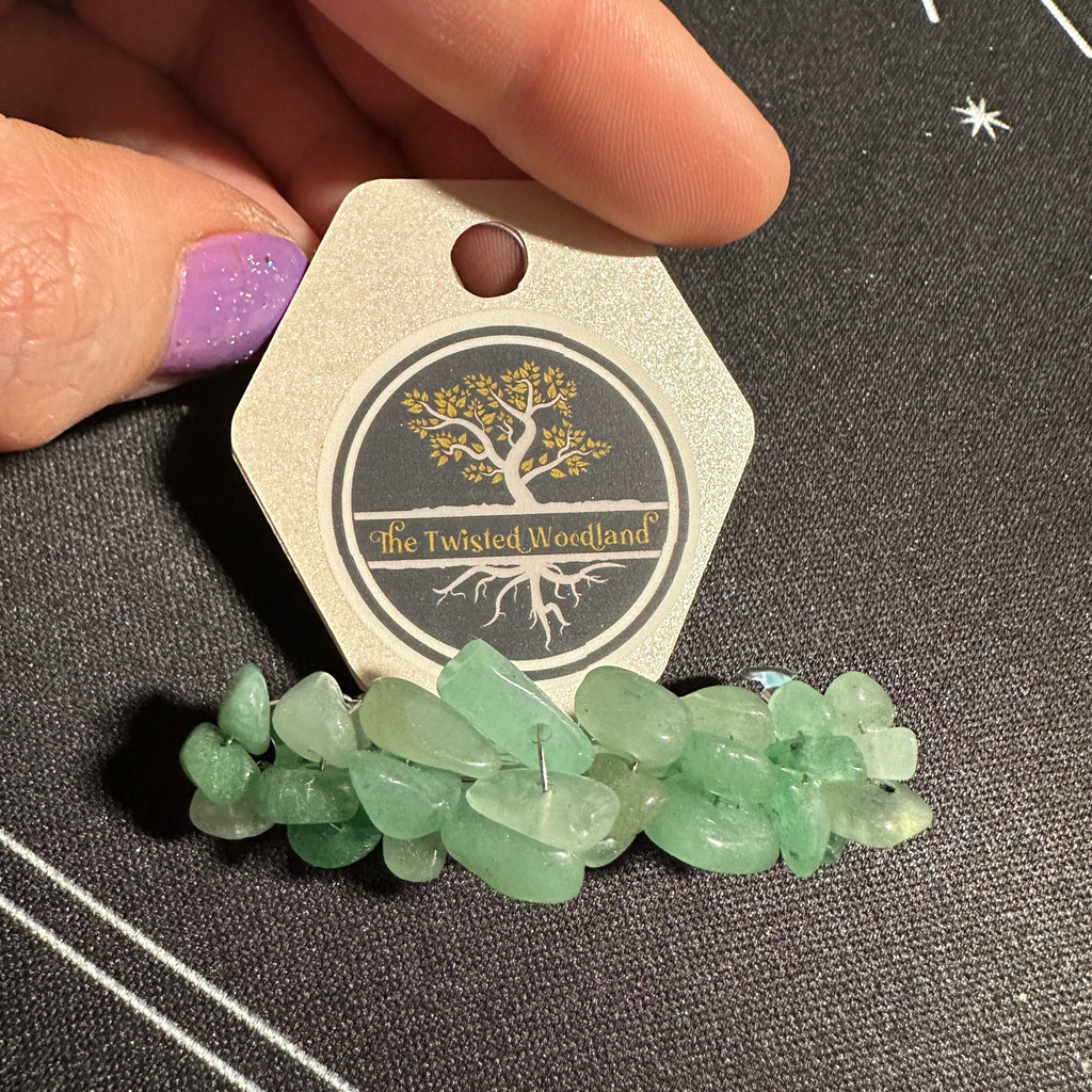 Green Aventurine Beaded Hair Barrette