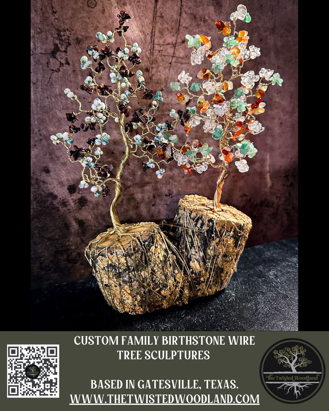 Custom Family Birthstone Wire Tree