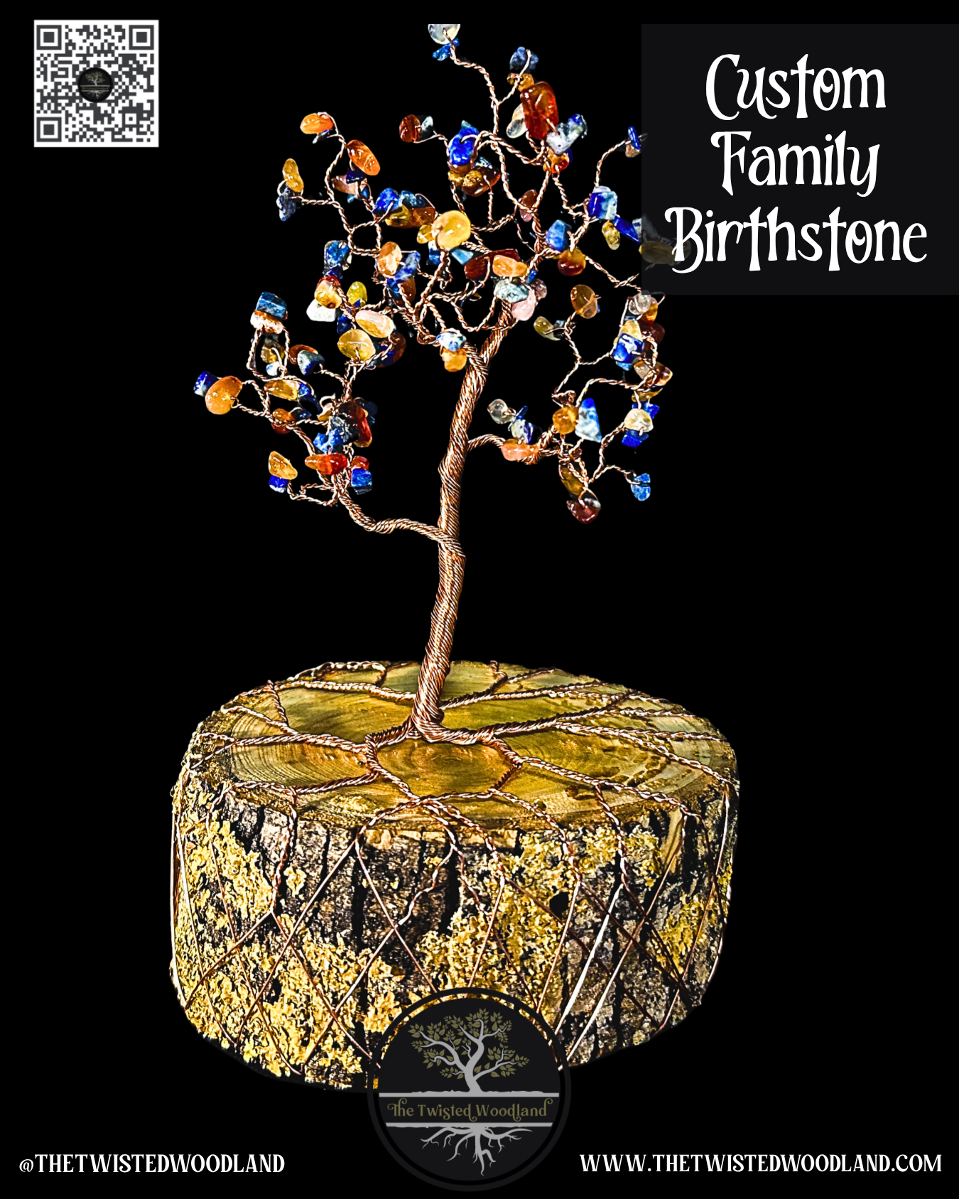 Custom Family Birthstone Wire Tree