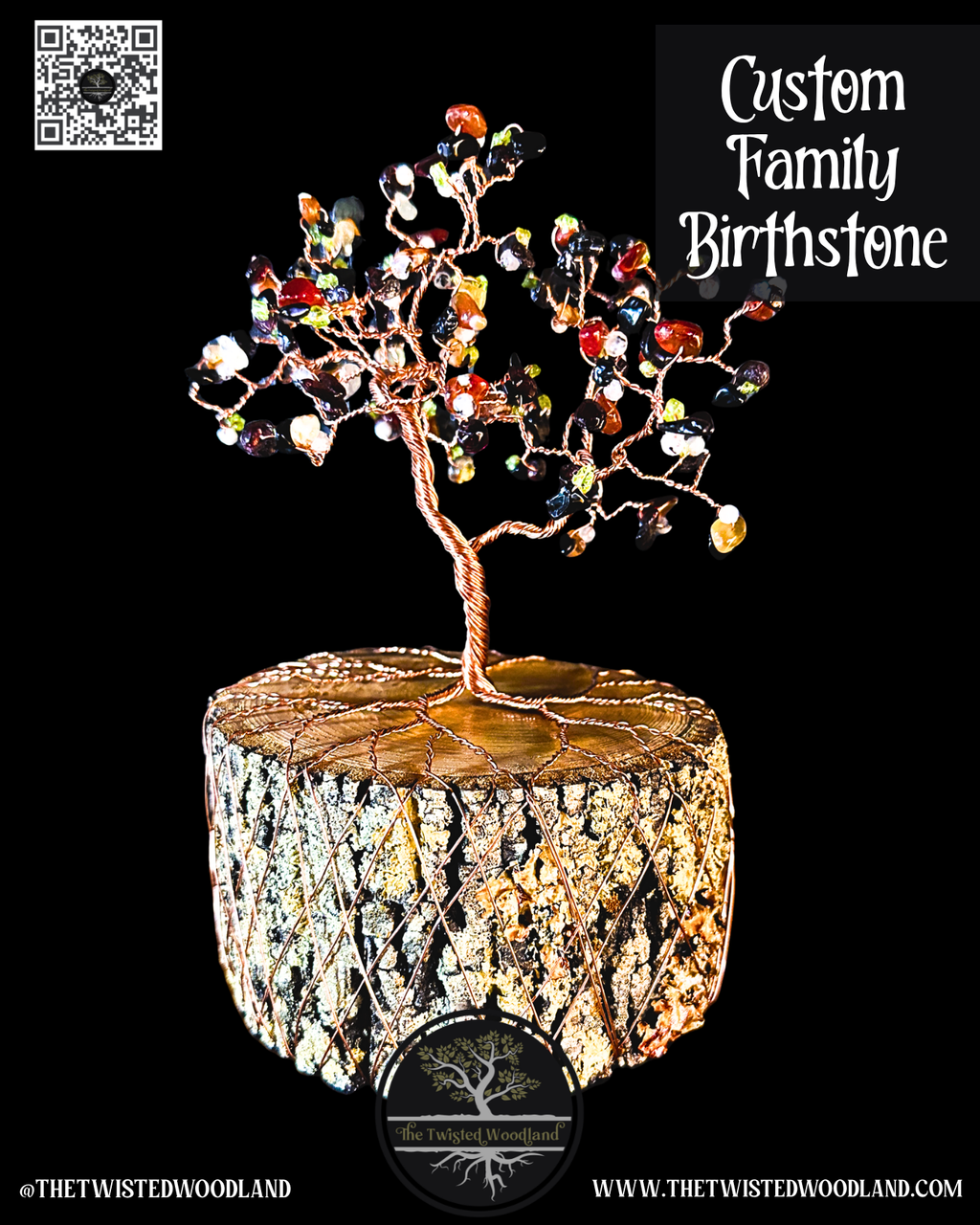 Custom Family Birthstone Wire Tree