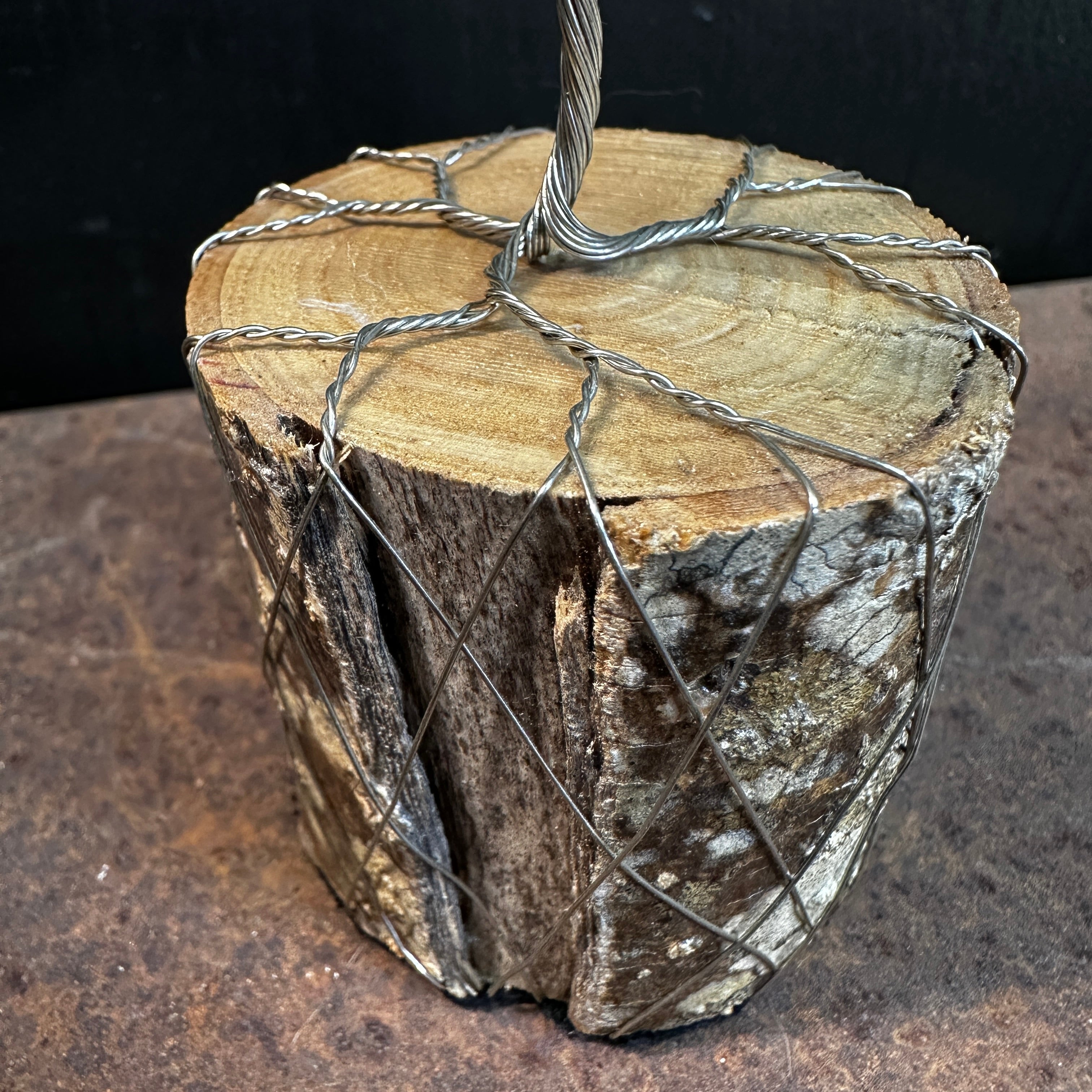 Olive Jade (Serpentine) Wire Tree Sculpture