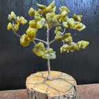 Olive Jade (Serpentine) Wire Tree Sculpture