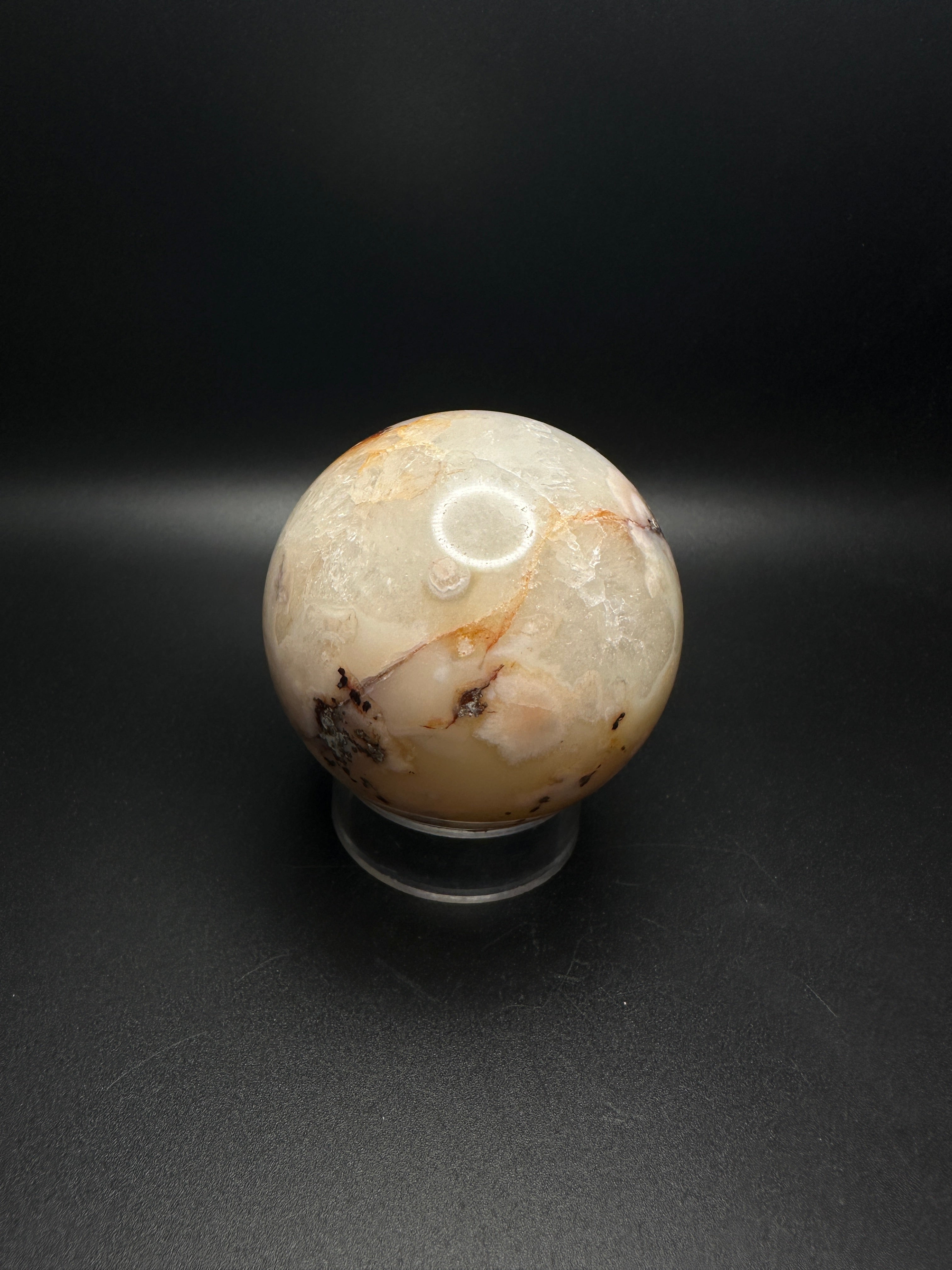 Flower agate sphere
