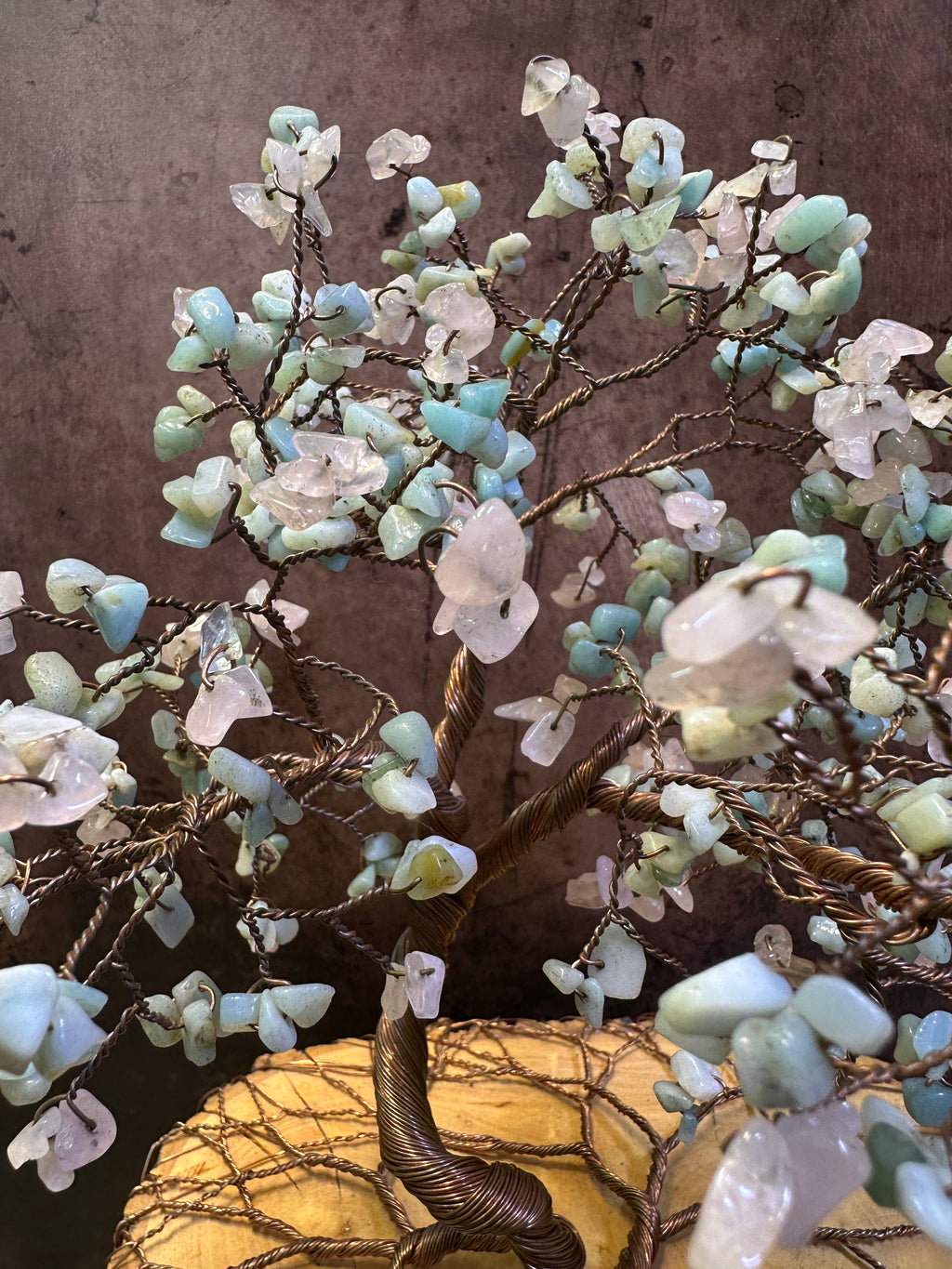 Rose Quartz and Amazonite Tree of Life Sculpture