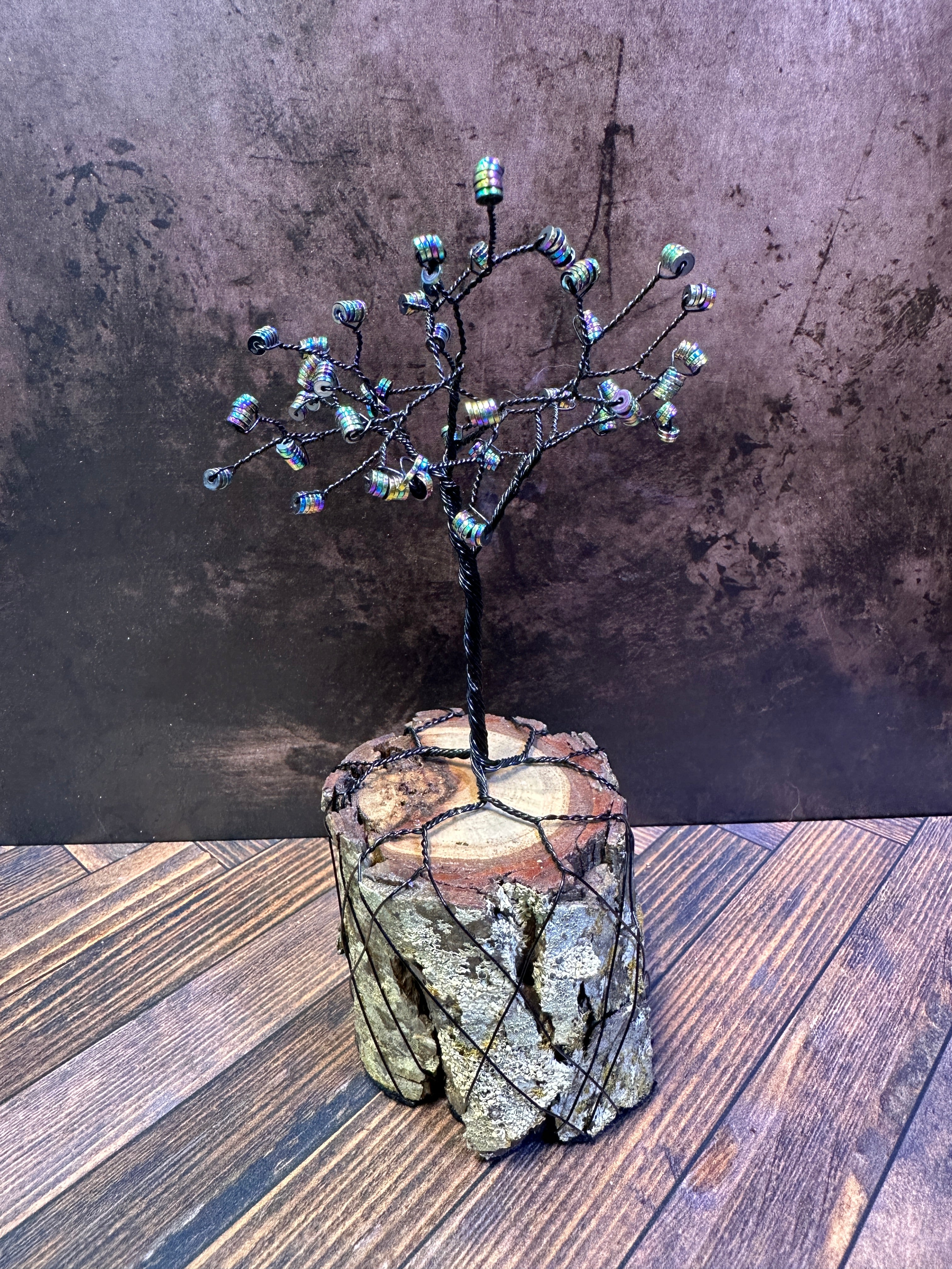 Andromeda - Rainbow Hematite Wire Tree Sculpture