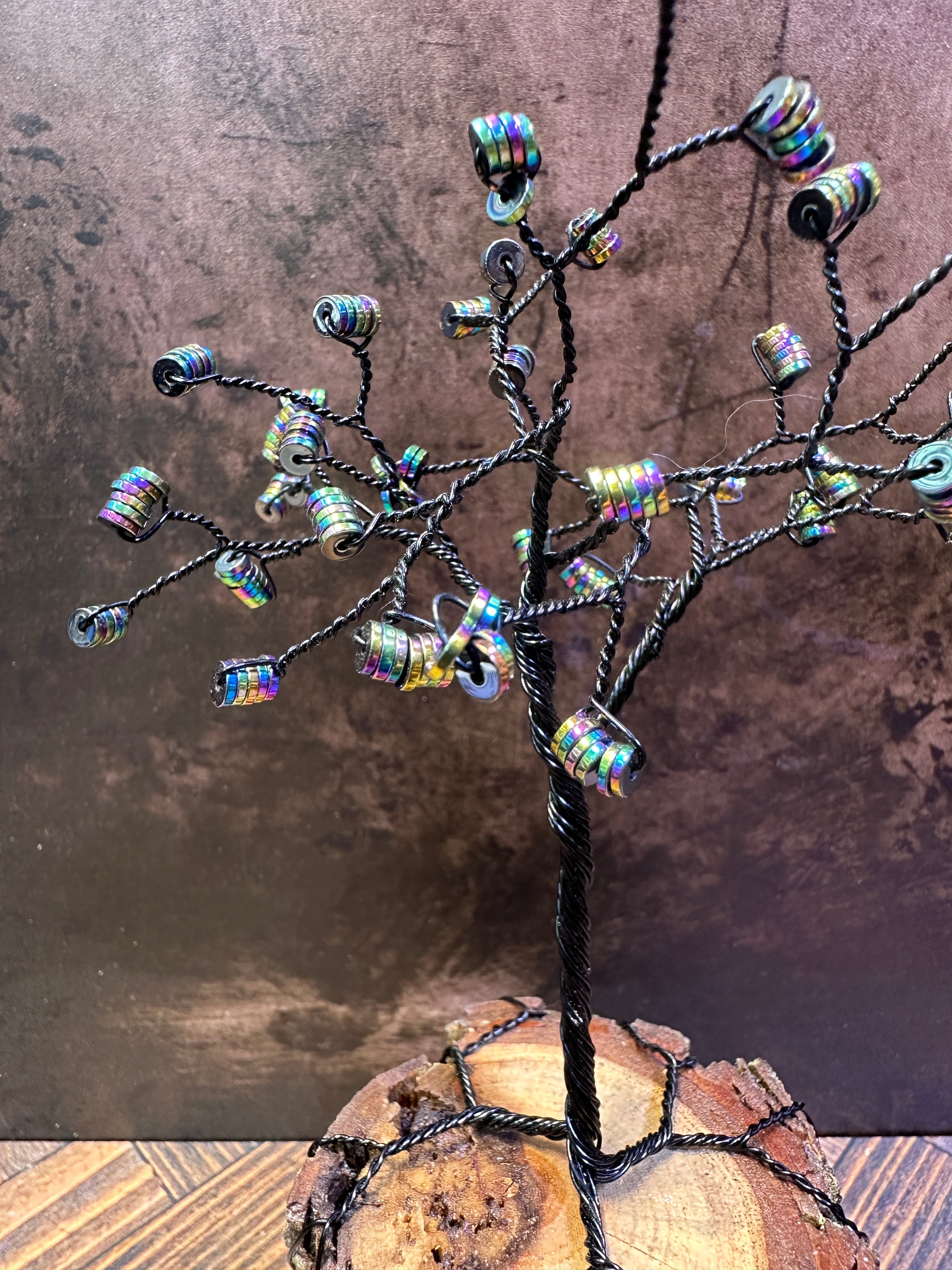 Andromeda - Rainbow Hematite Wire Tree Sculpture