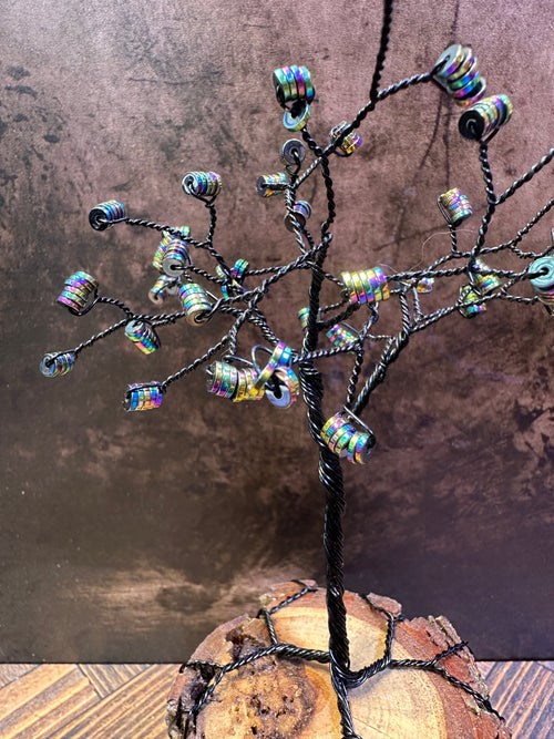 Andromeda - Rainbow Hematite Wire Tree Sculpture