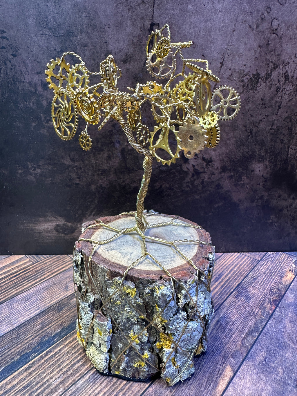 Steampunk Gears Brass Wire Tree