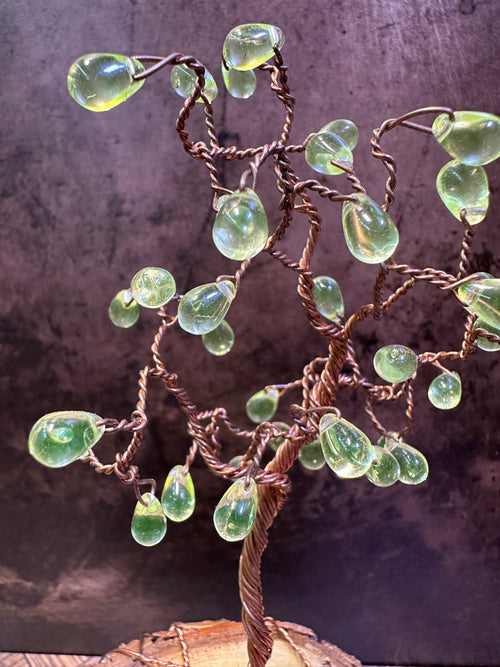 Uranium Glass Tree of Life Sculpture