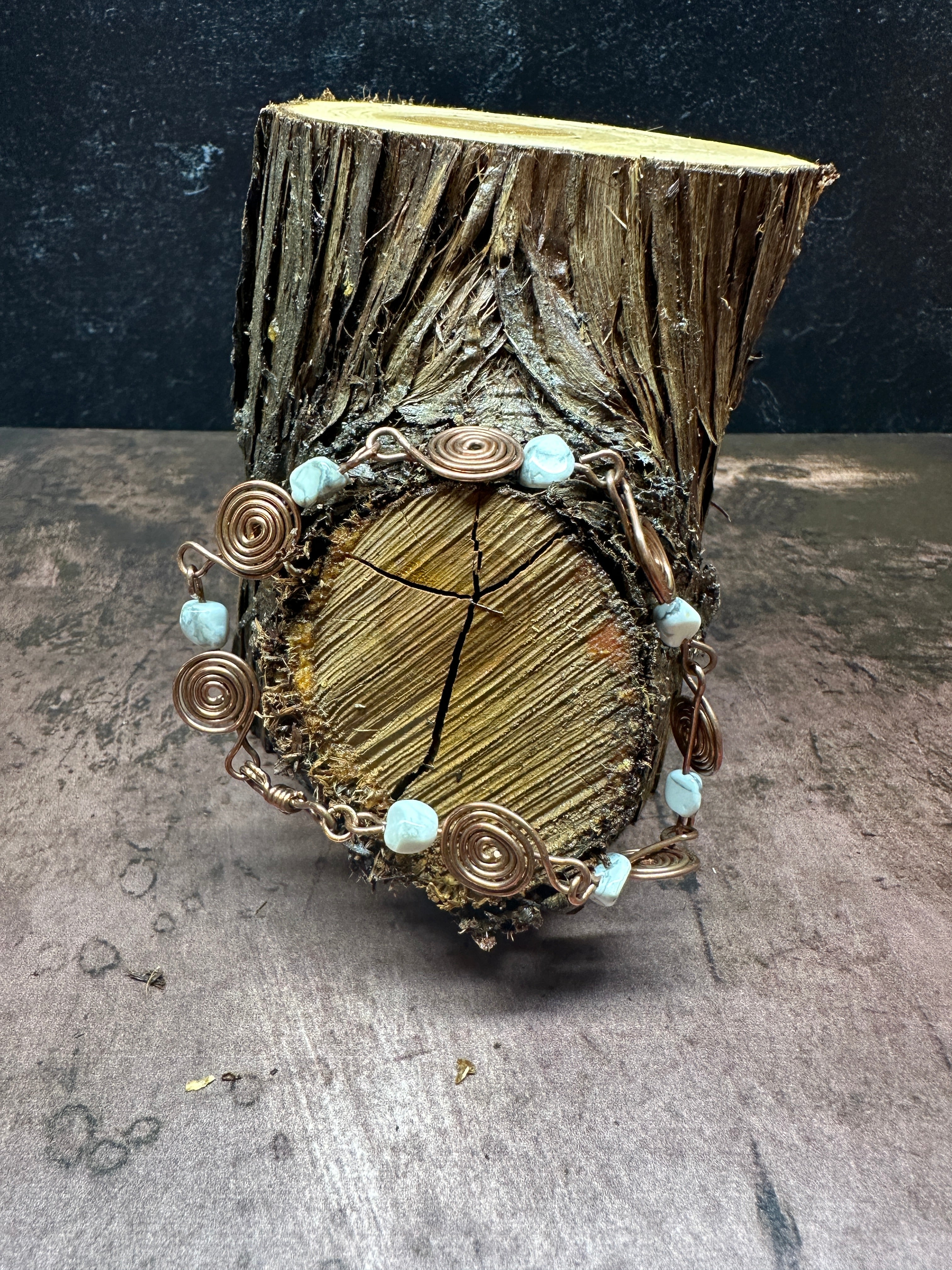 Howlite Copper Spiral Bracelet