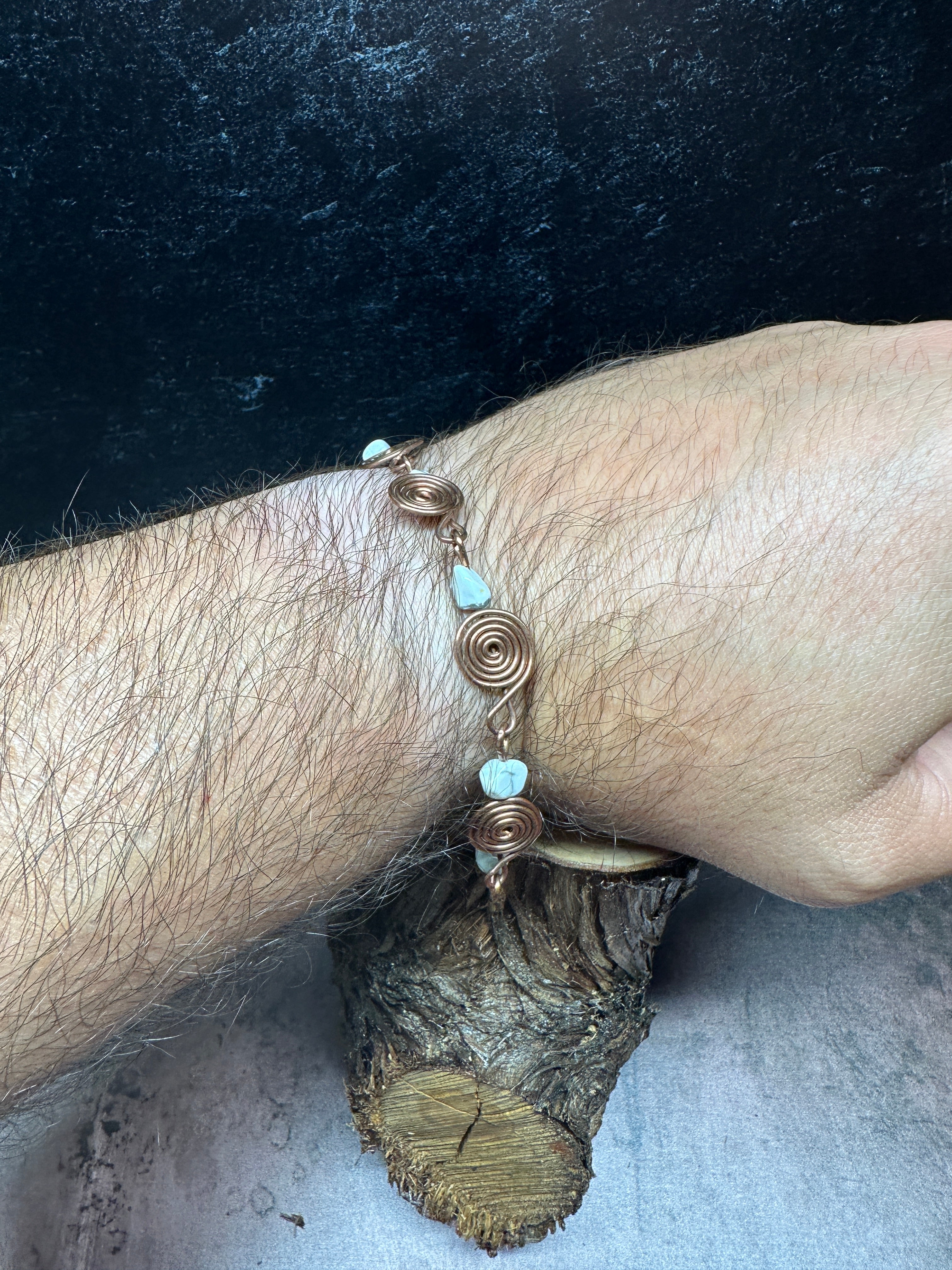 Howlite Copper Spiral Bracelet