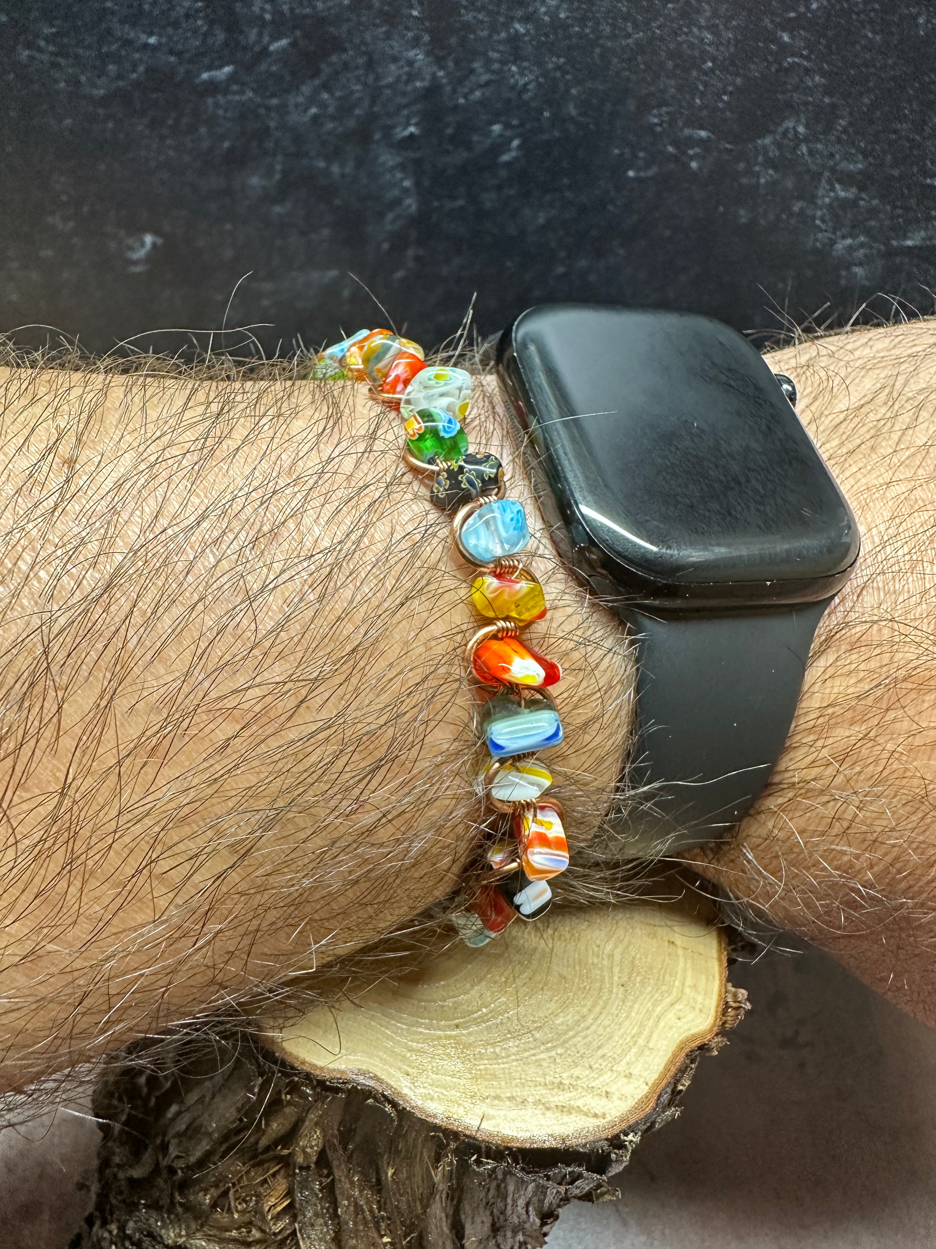 Colorful Lampwork Glass Copper Bracelet