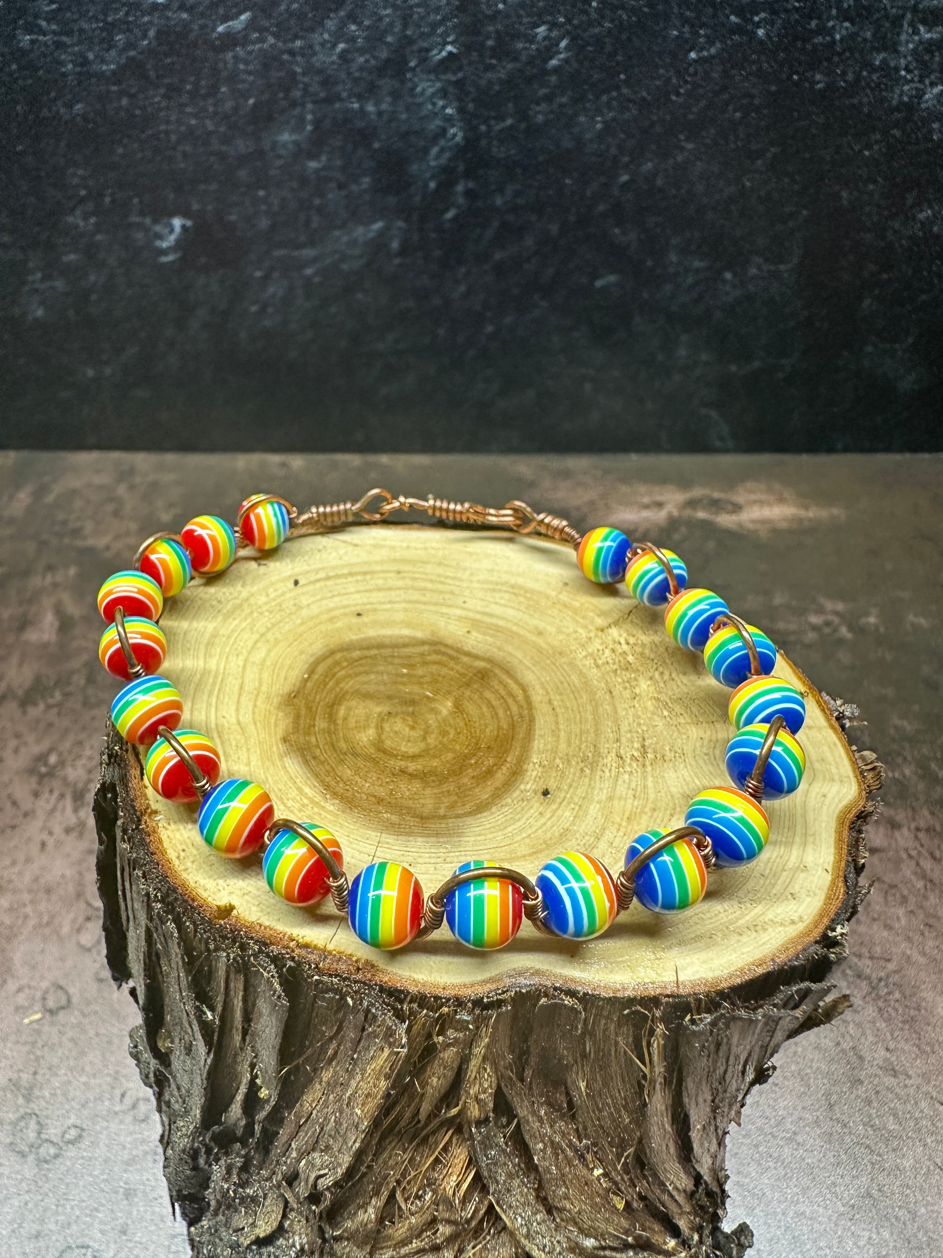 Colorful Rainbow Pride Copper Bracelet