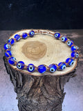 Cobalt Blue Evil Eye Copper Bracelet