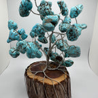 Blue Magnesite Wire Tree Sculpture