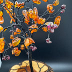 Garnet and Amber Wire Tree Sculpture
