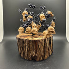 Blue Goldstone and Skull Wire Tree Sculpture