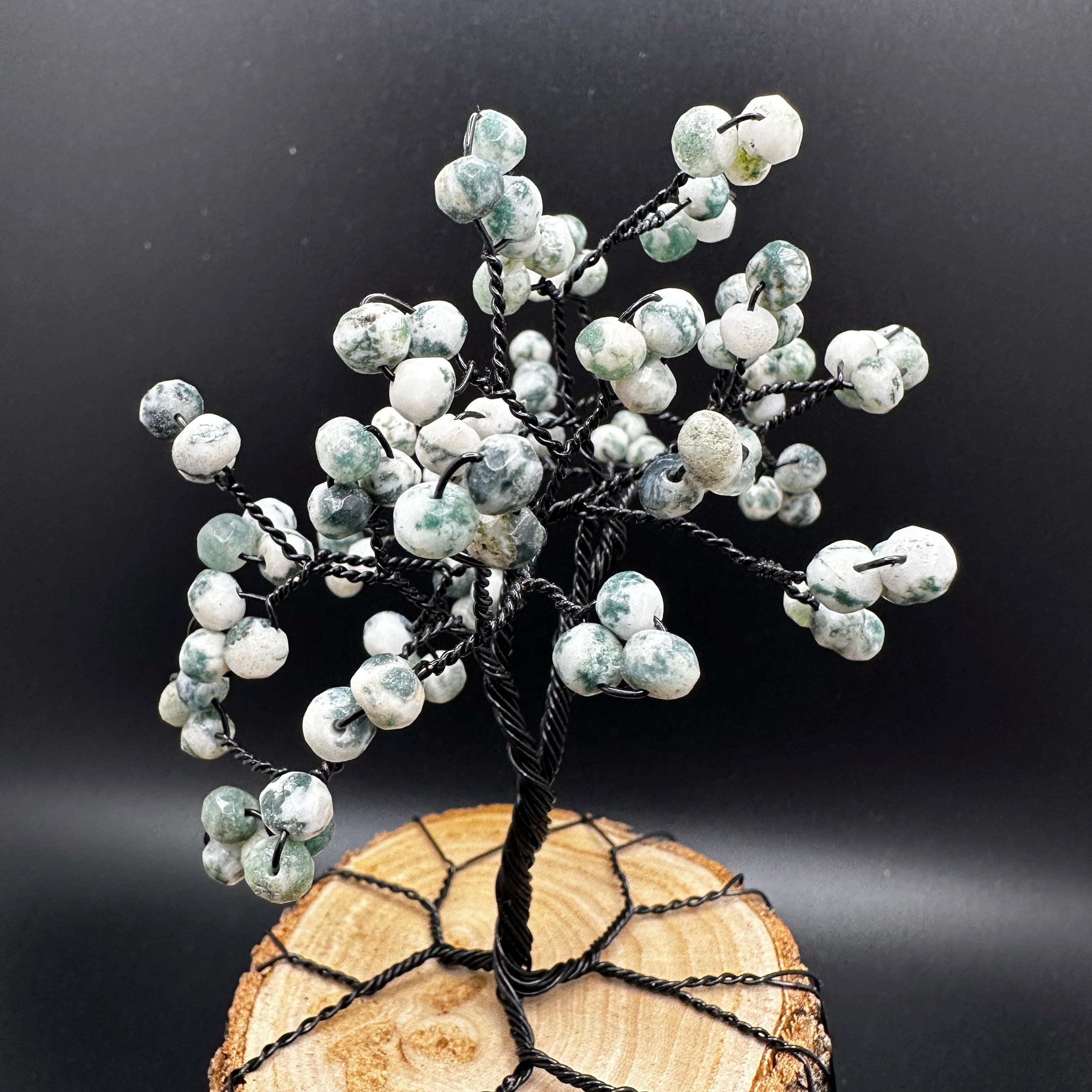 Moss Agate Wire Tree Sculpture