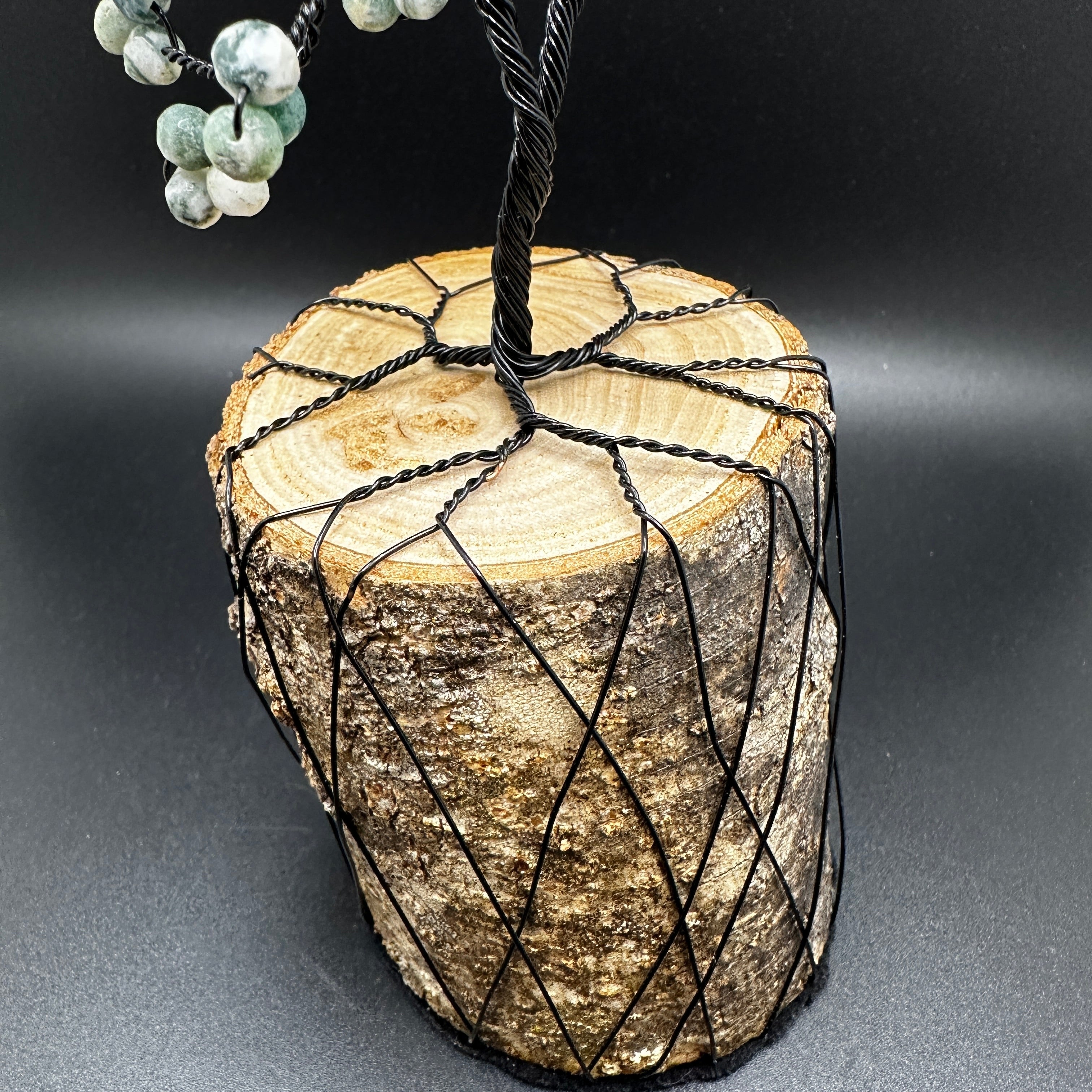 Moss Agate Wire Tree Sculpture