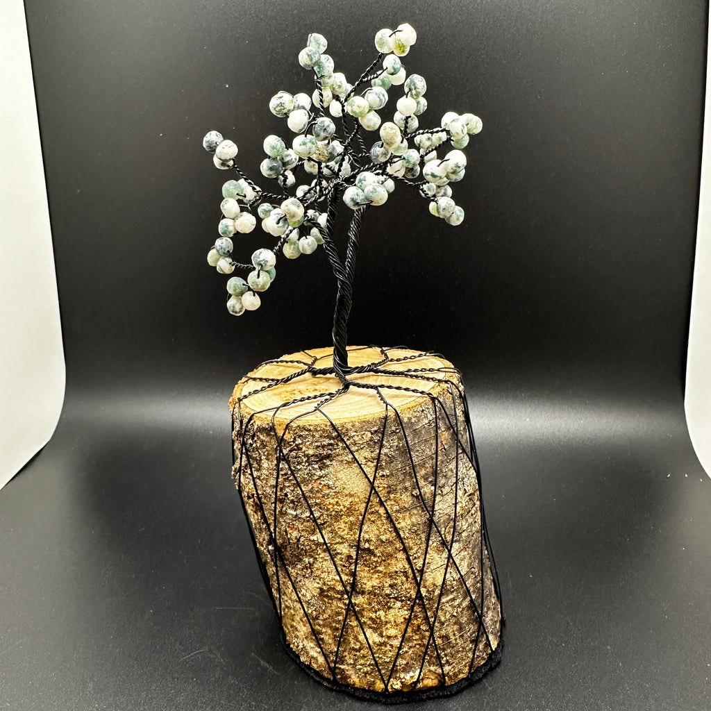 Moss Agate Wire Tree Sculpture