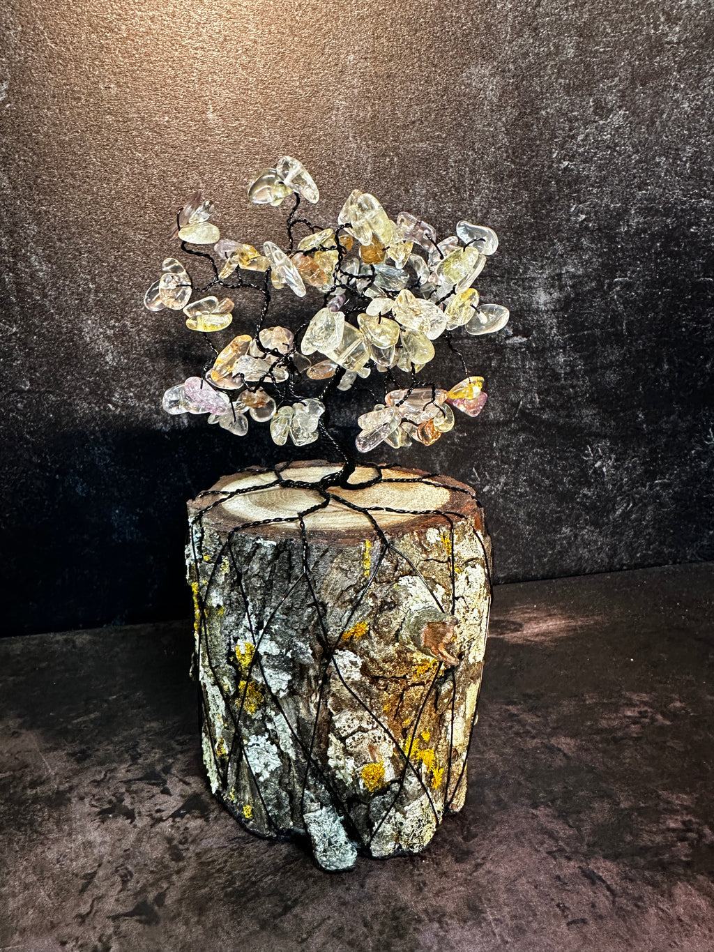 Ice Flake Quartz Wire Tree Sculpture