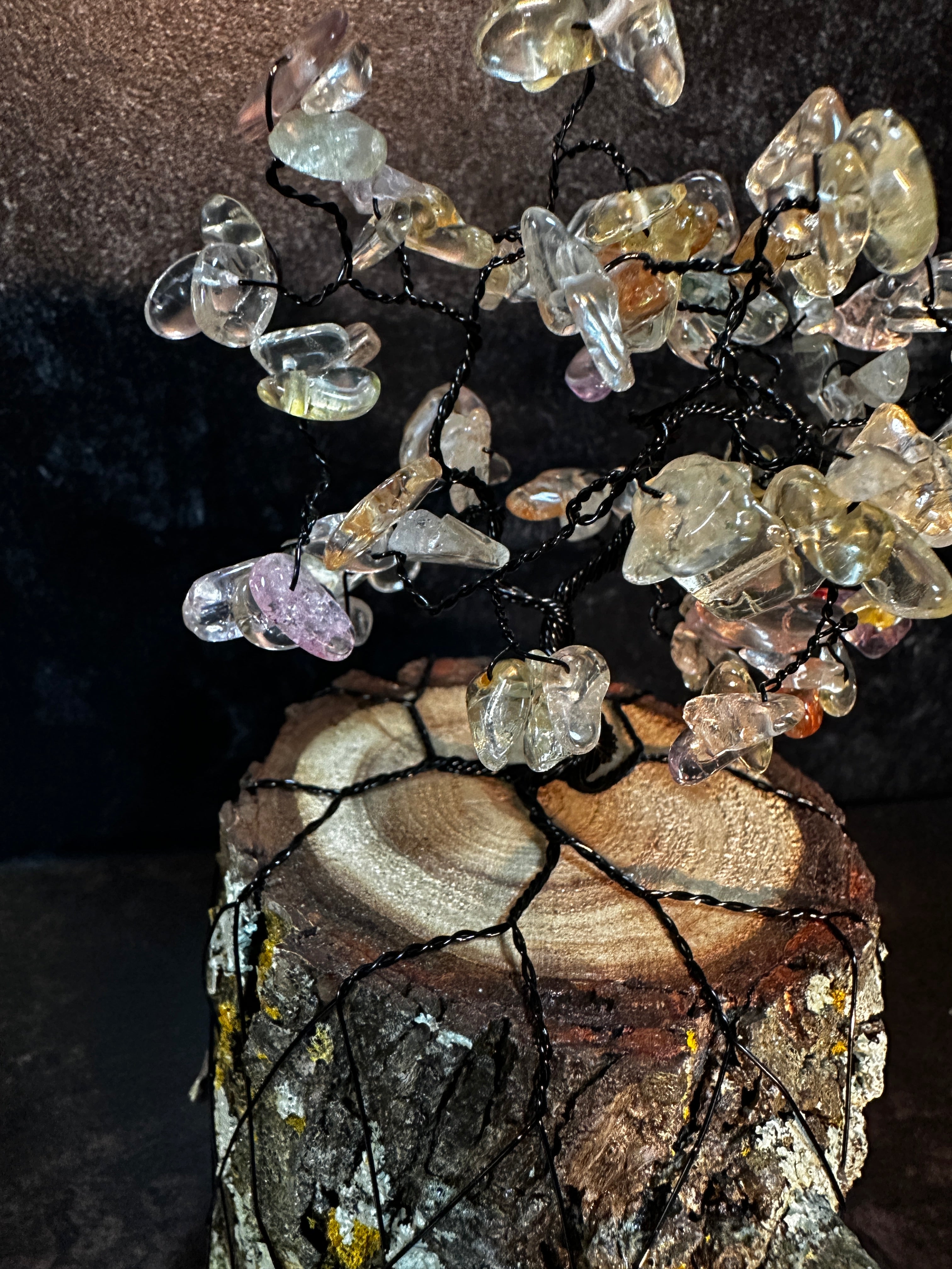 Ice Flake Quartz Wire Tree Sculpture