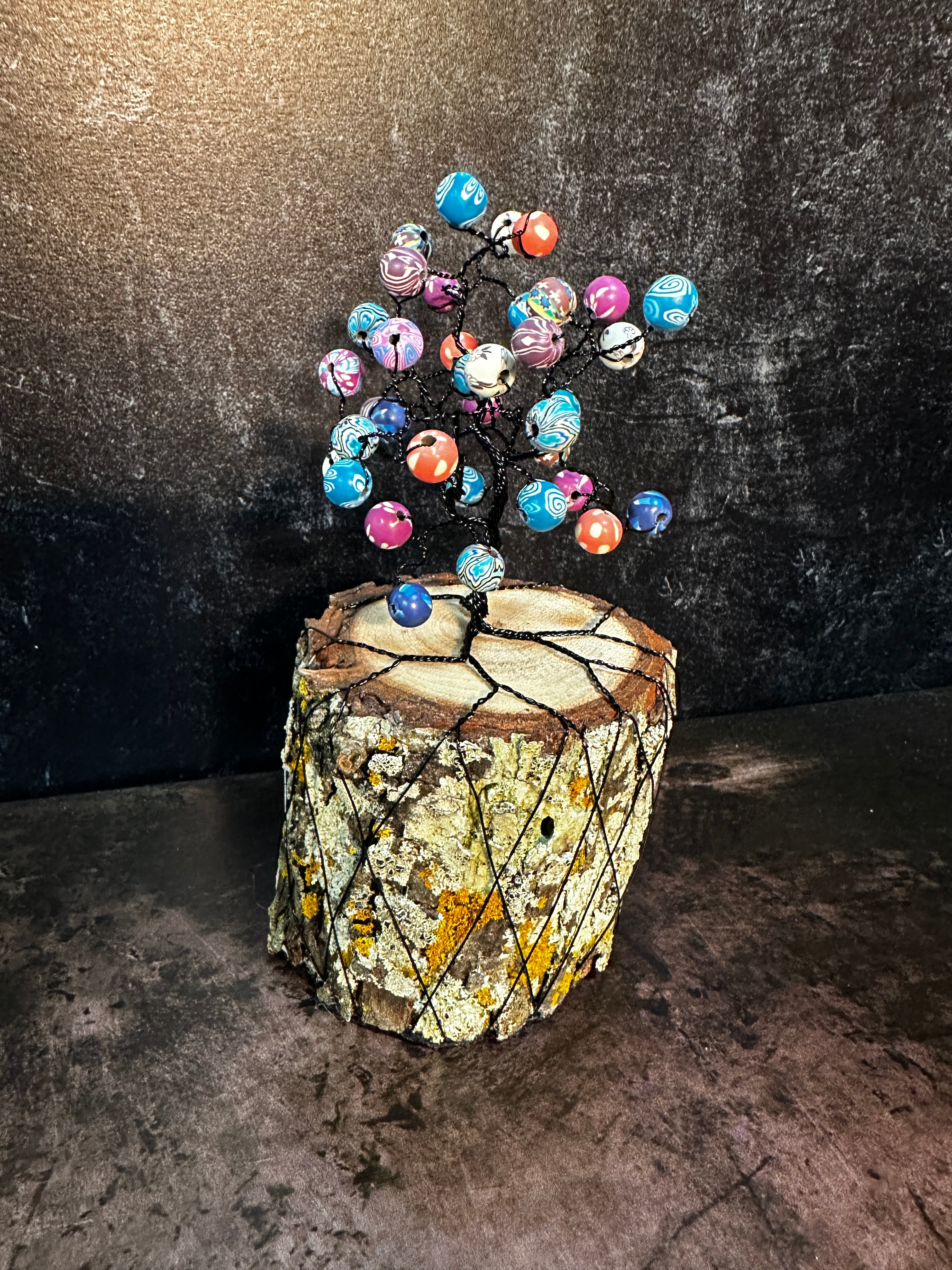 Colorful Orbs Wire Tree Sculpture