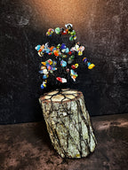 Glass Lamp Work Colorful Wire Tree Sculpture