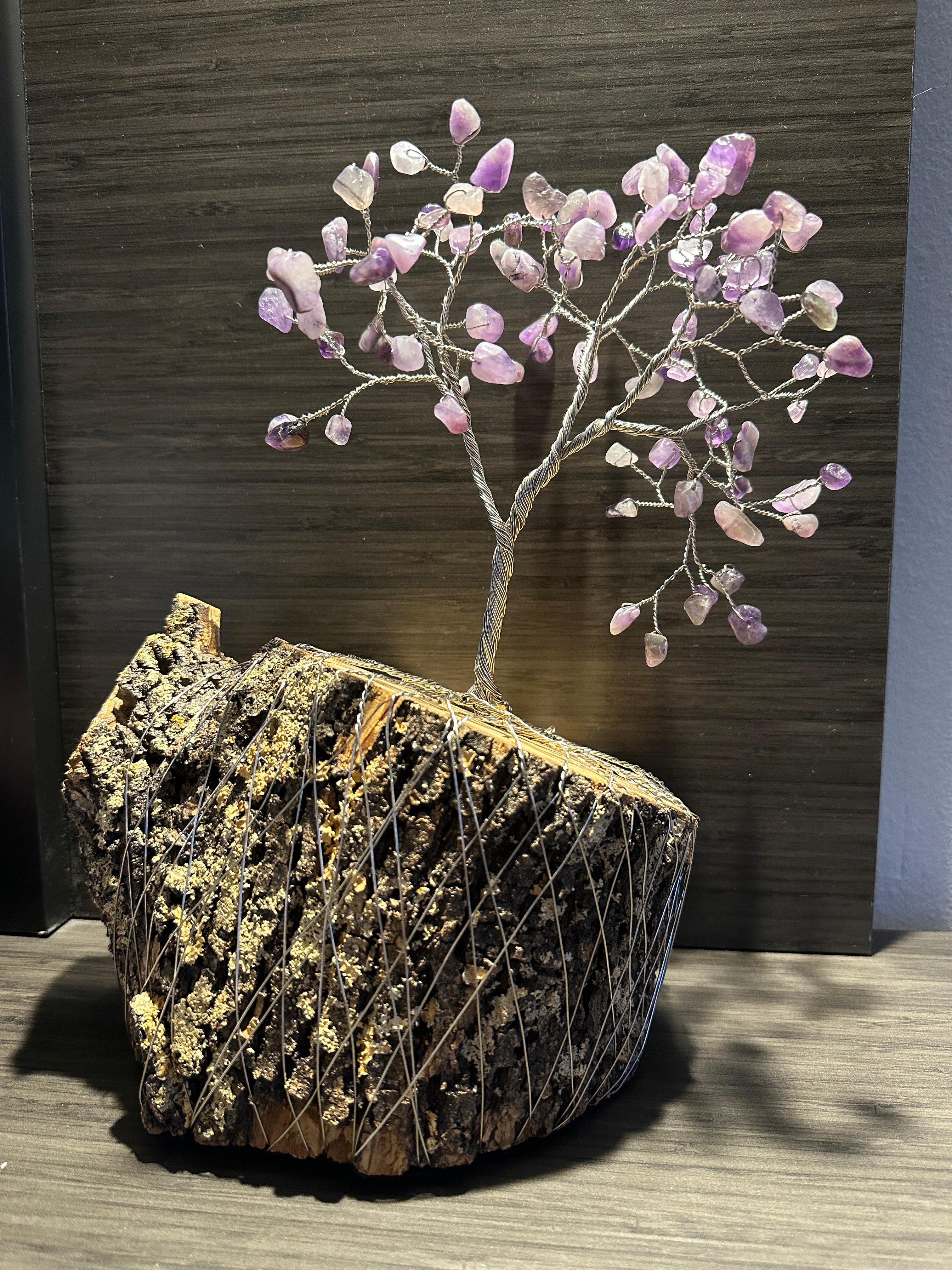 Viola - Natural Purple Amethyst Wire Tree Sculpture