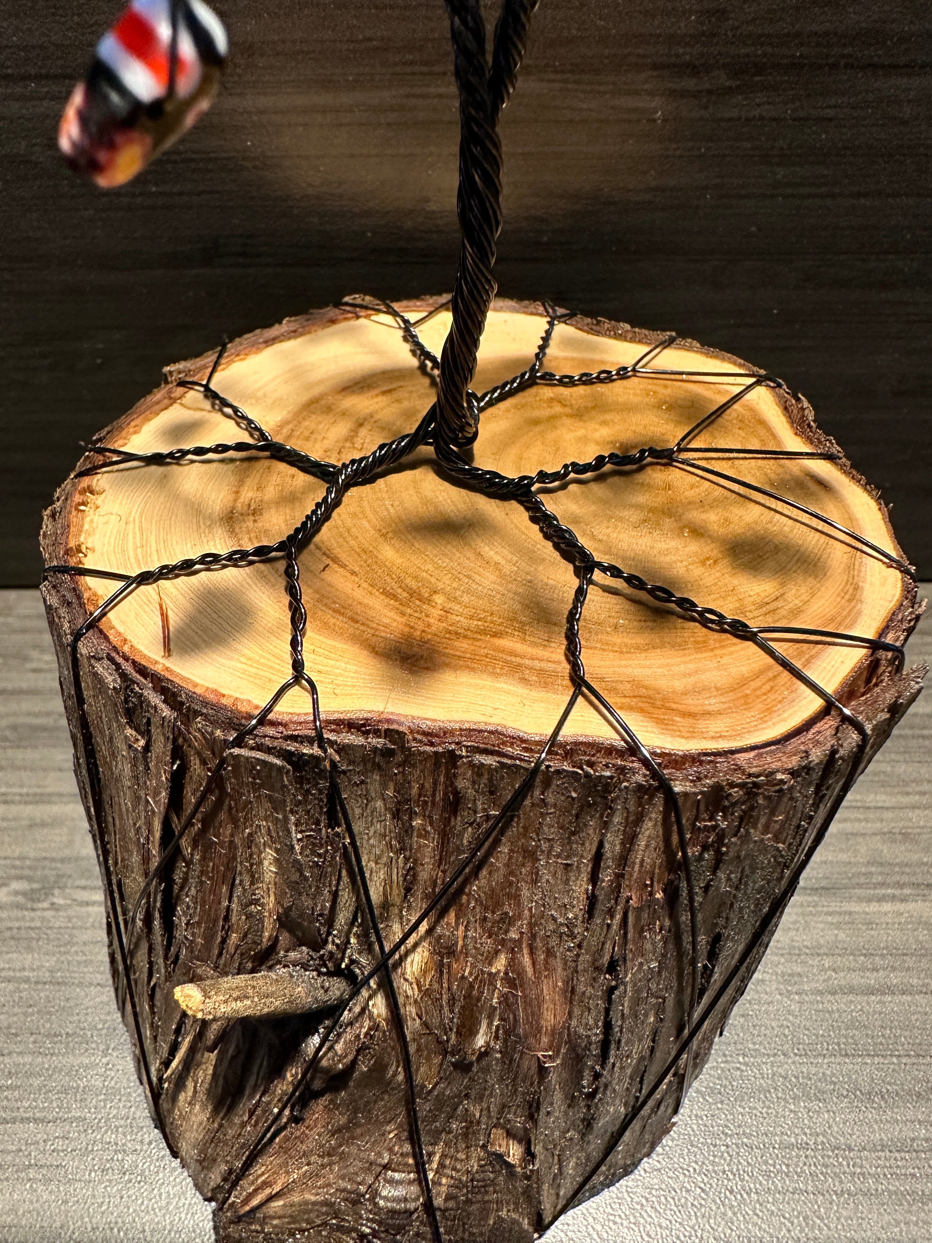 Joy - Glass Lamp Work Colorful Wire Tree Sculpture