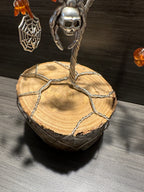 Weaver - Amber and Spider Charm Wire Tree Sculpture