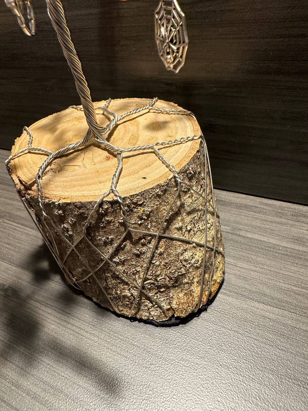 Weaver - Amber and Spider Charm Wire Tree Sculpture