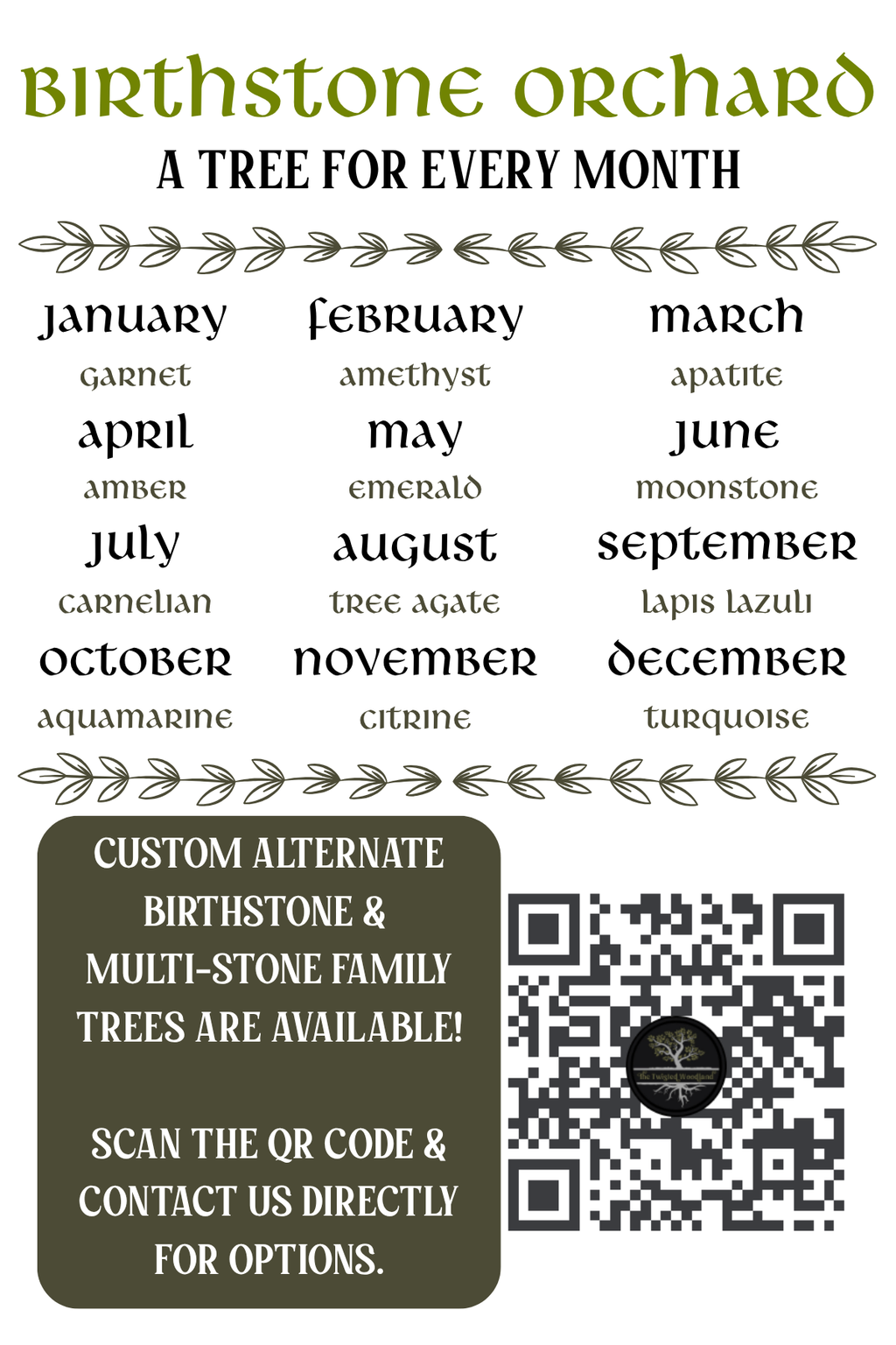 Custom Family Birthstone Wire Tree