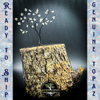 White Topaz Wire Tree Sculpture