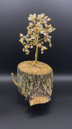 Golden Jade Wire Tree Sculpture on Brass Wire