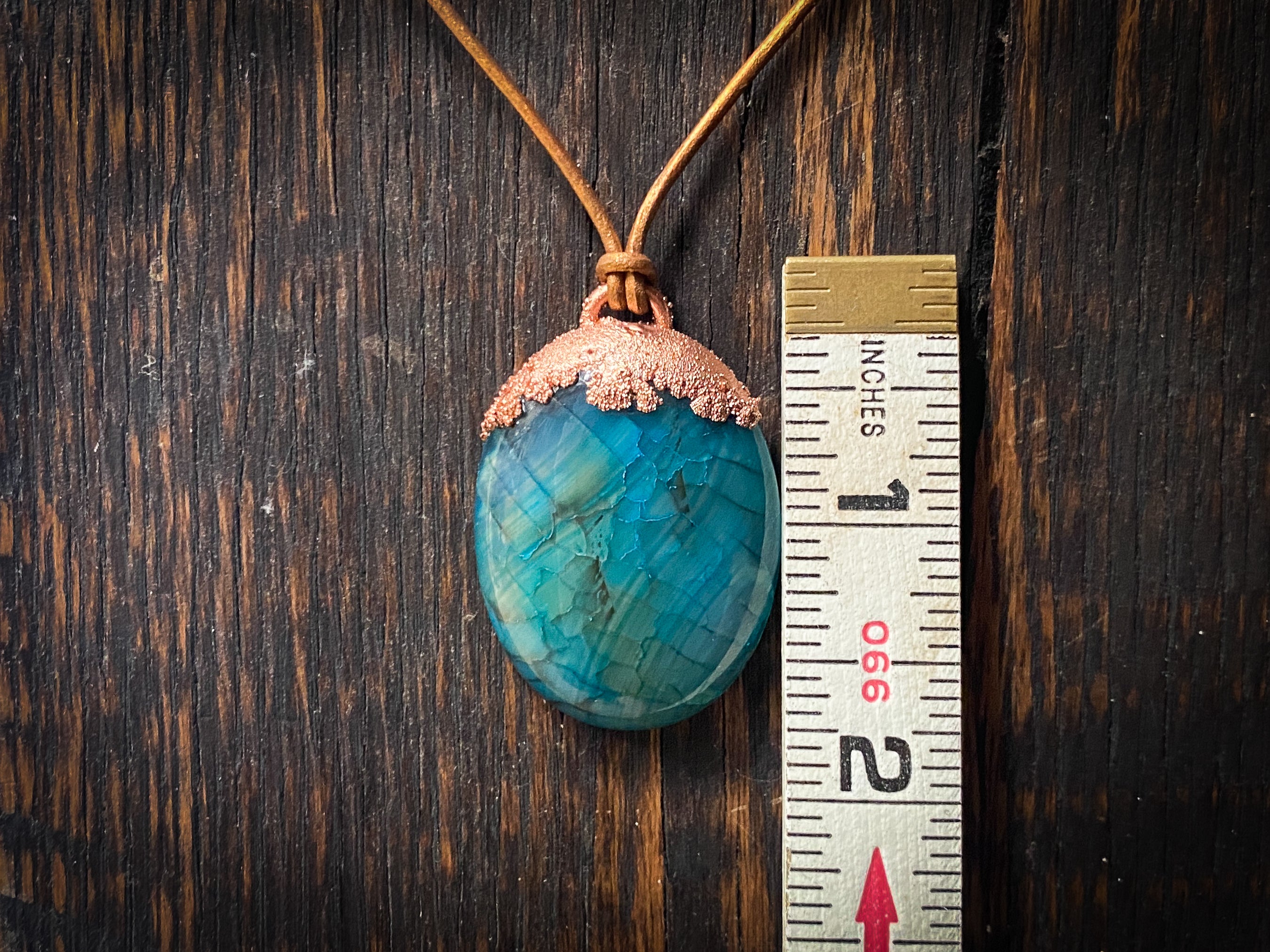 Dragon Vein Agate Copper Electroformed Pendant Necklace