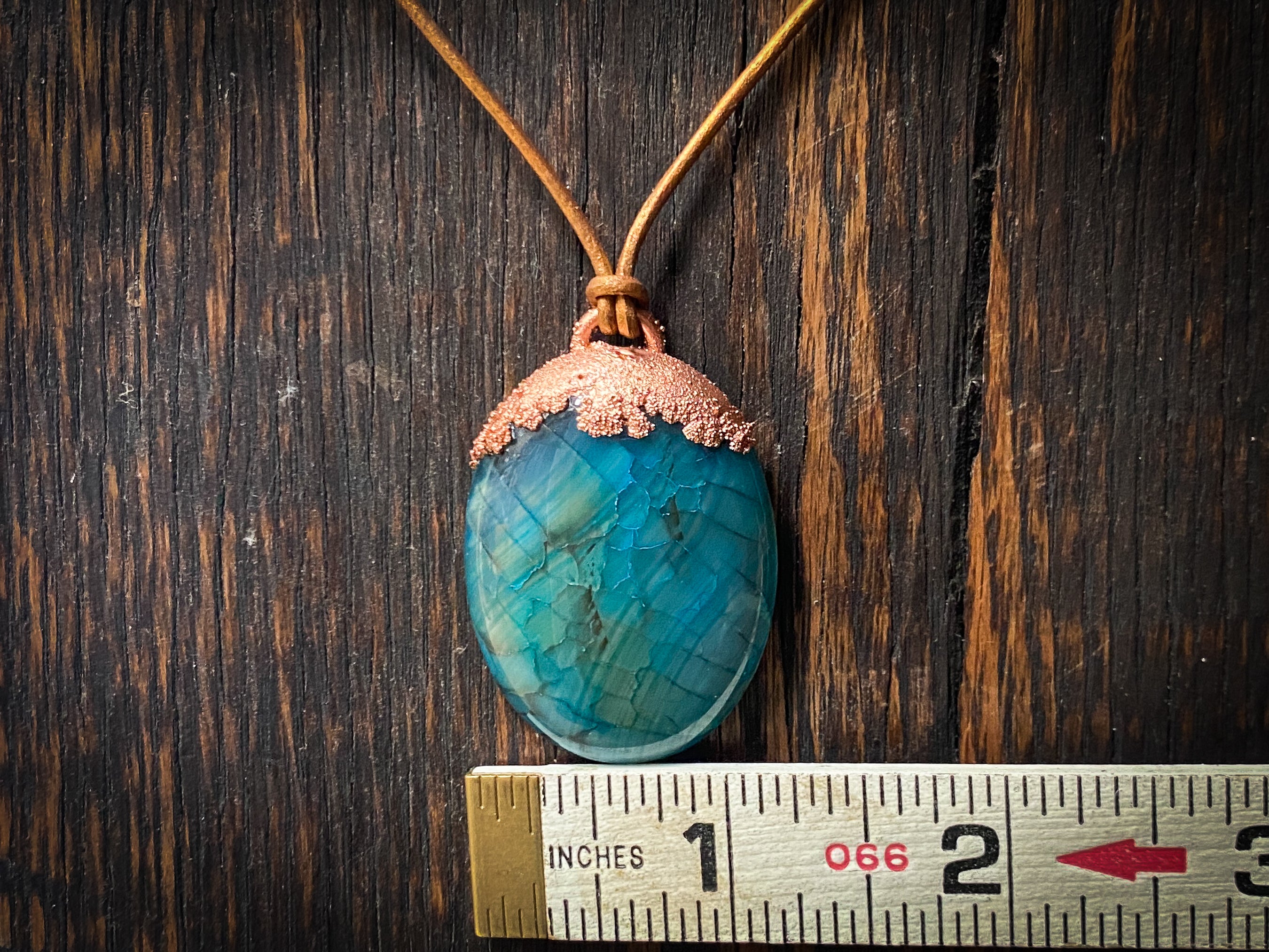 Dragon Vein Agate Copper Electroformed Pendant Necklace