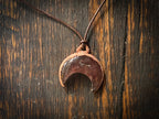 Strawberry Quartz Crescent Moon Copper Electroformed Necklace