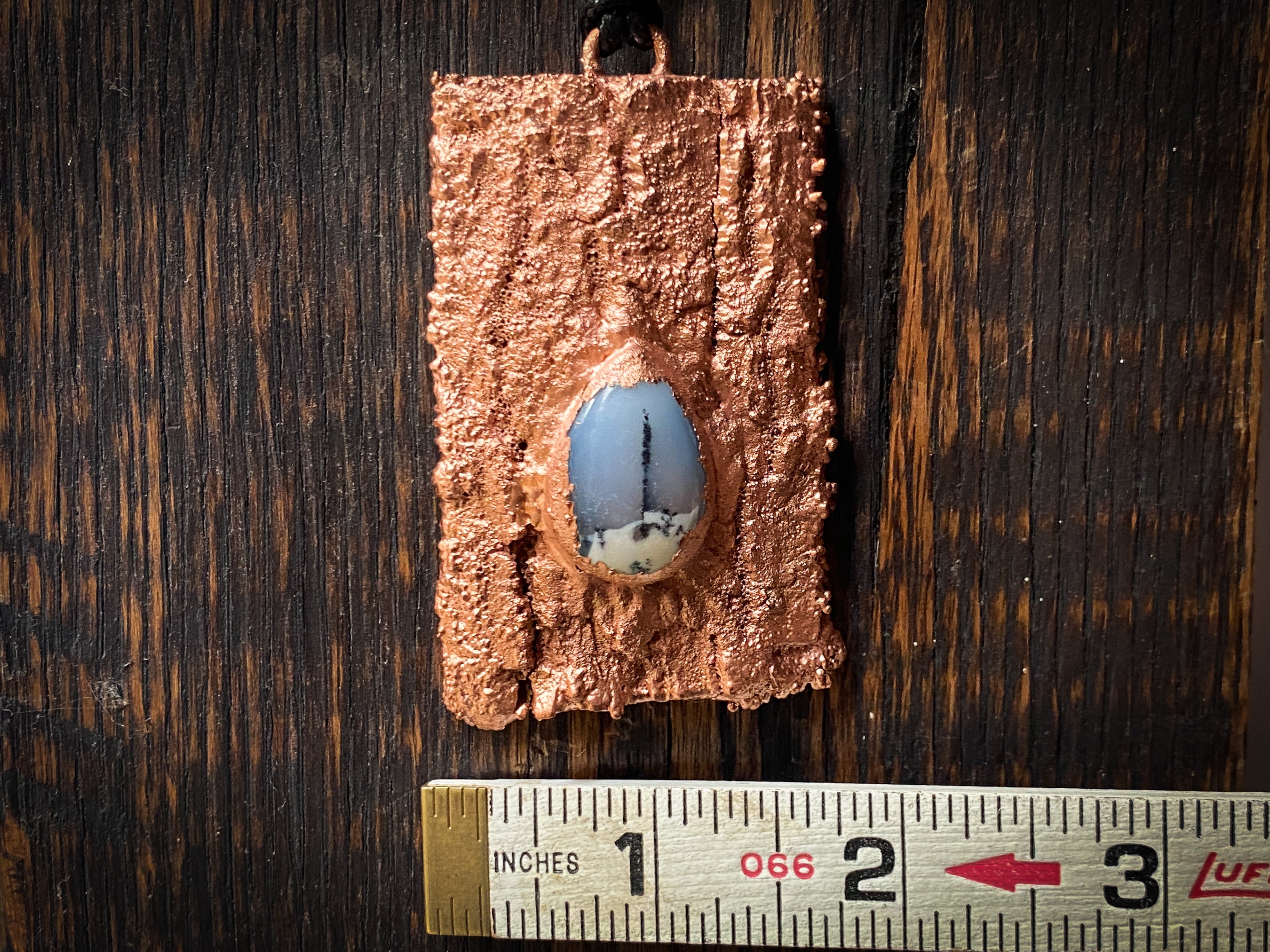 Dendritic Agate Copper Electroformed Live Oak Necklace