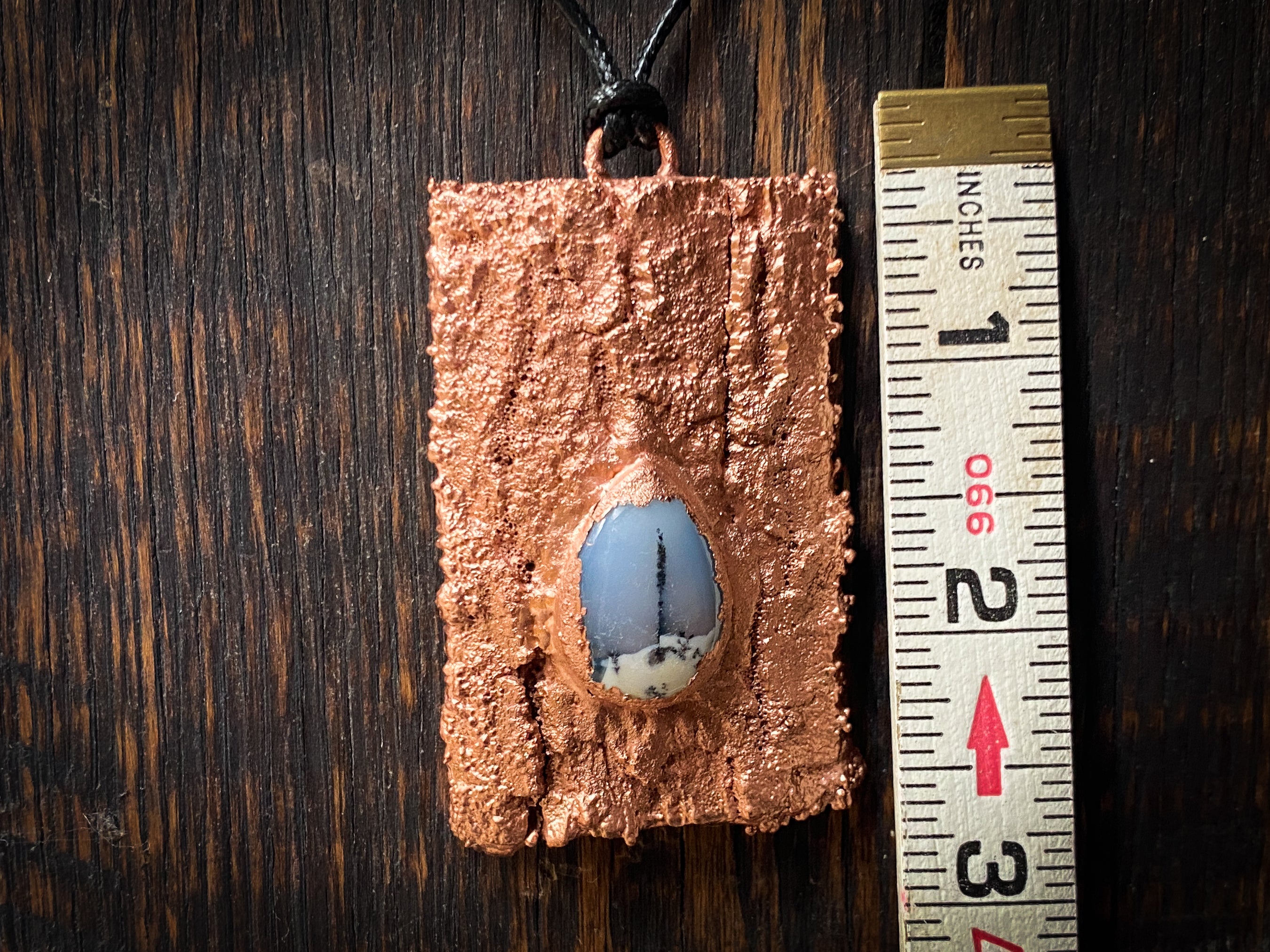 Dendritic Agate Copper Electroformed Live Oak Necklace