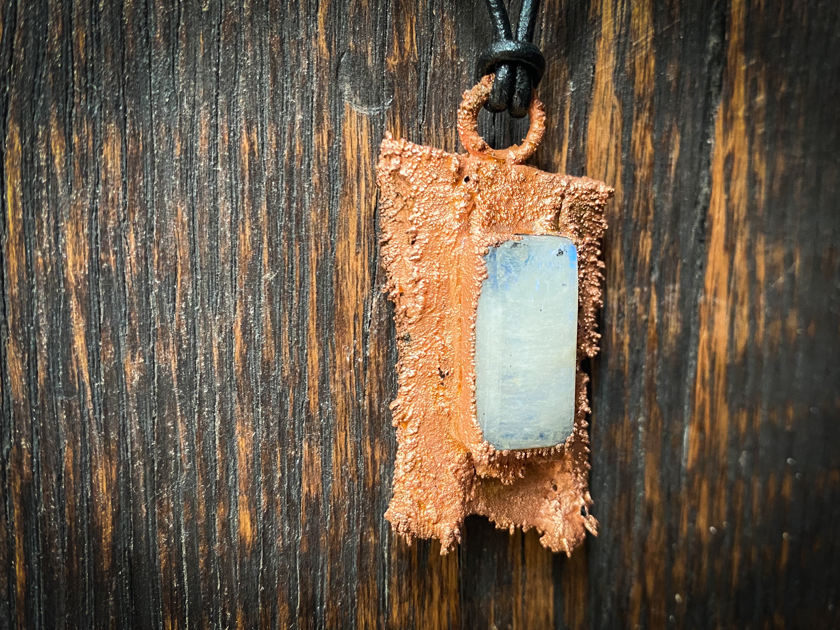 Natural Moonstone Copper Electroformed Necklace