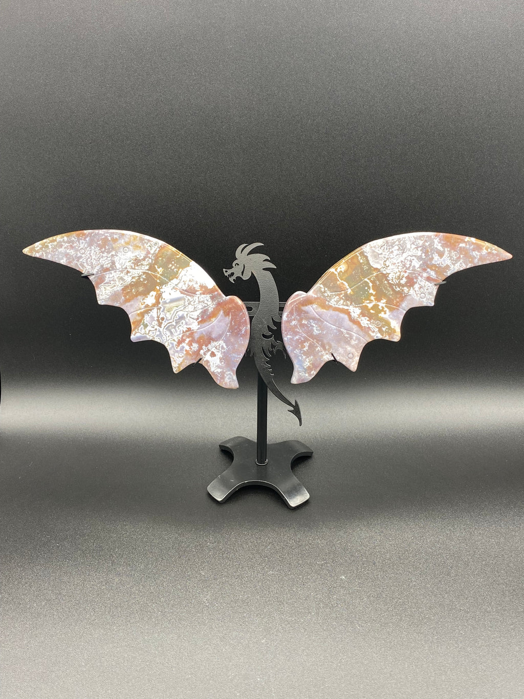 Ocean Jasper Dragon Wings with Stand                 (A)