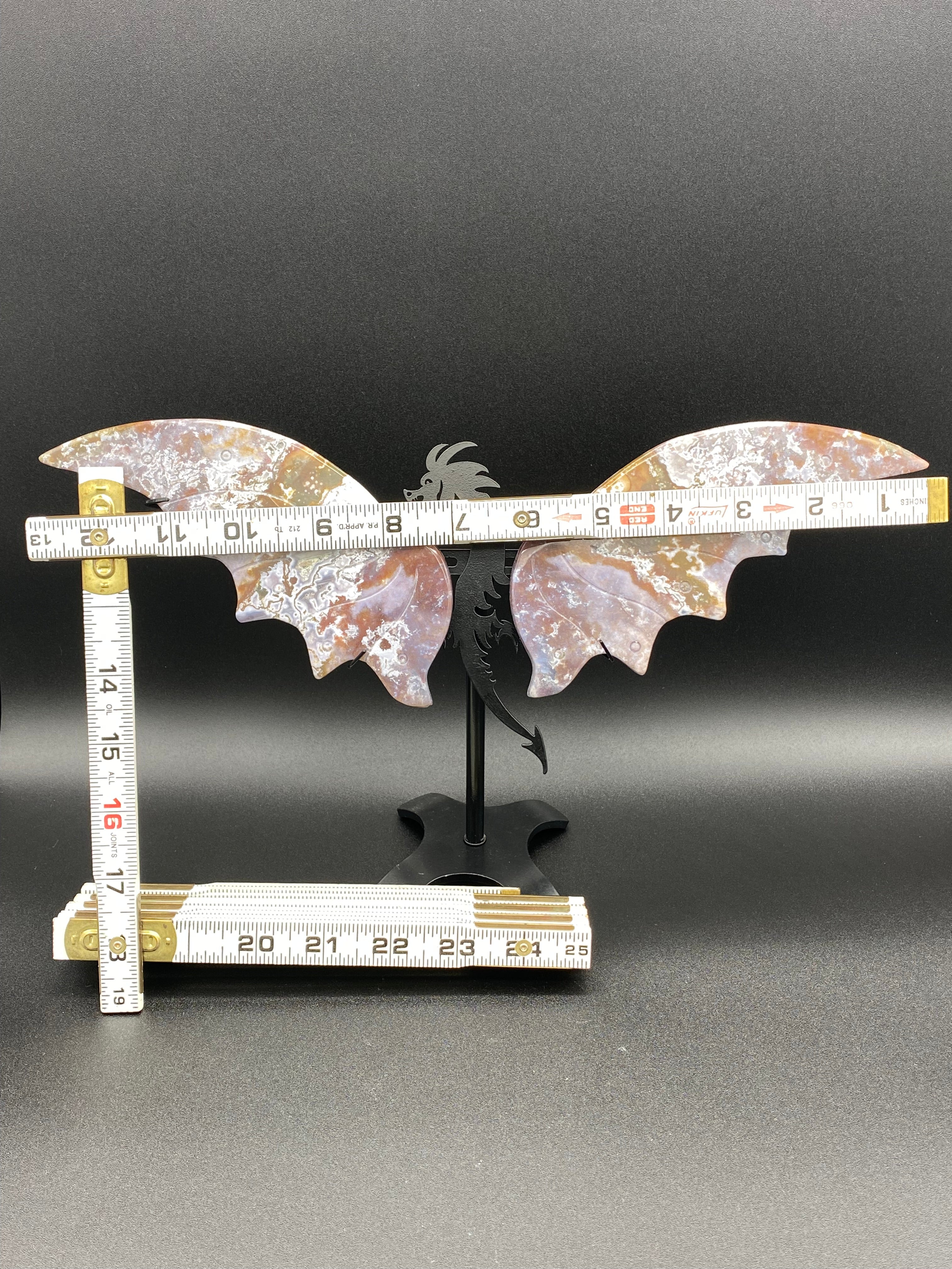 Ocean Jasper Dragon Wings with Stand                 (A)