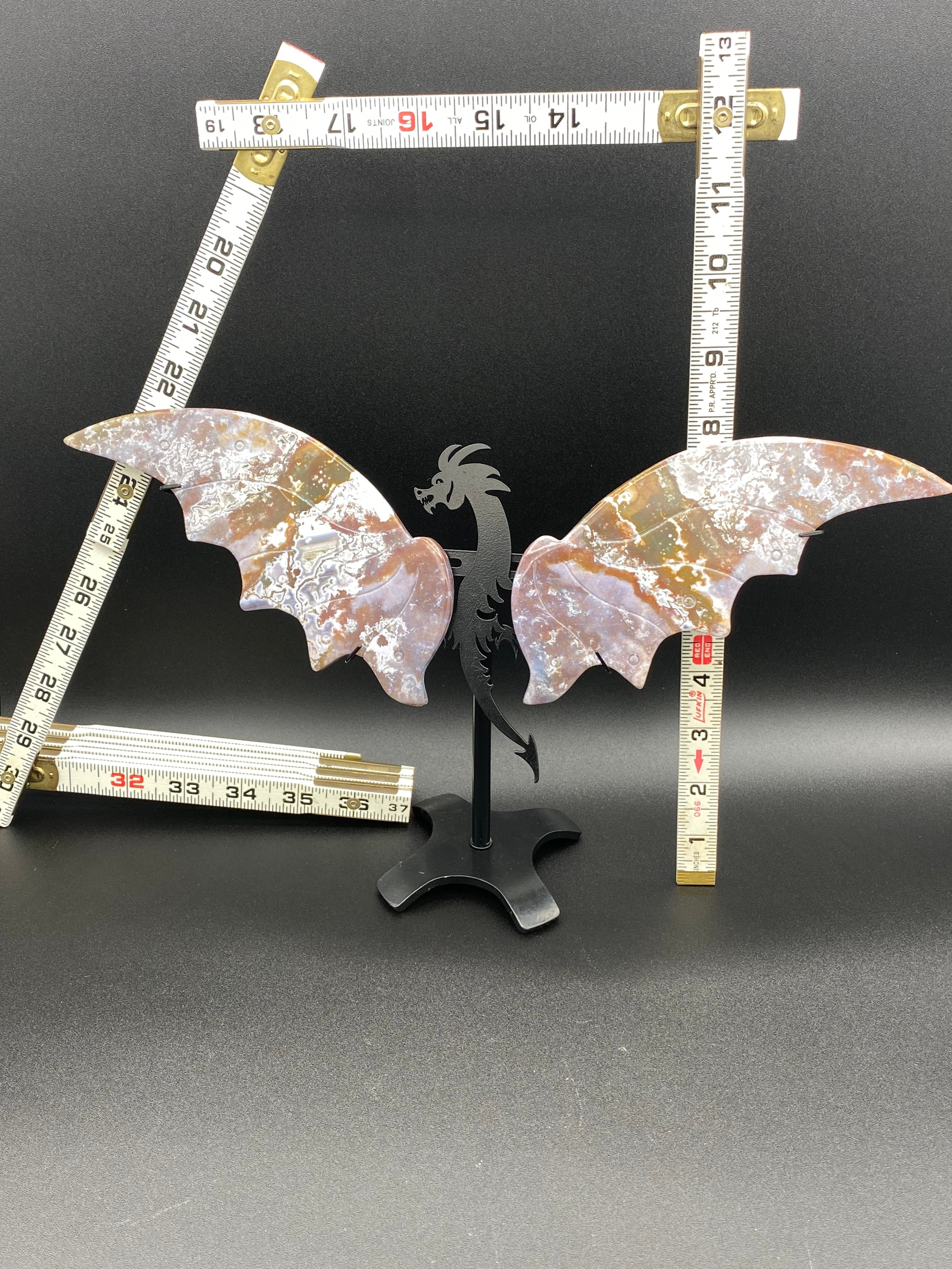 Ocean Jasper Dragon Wings with Stand                 (A)