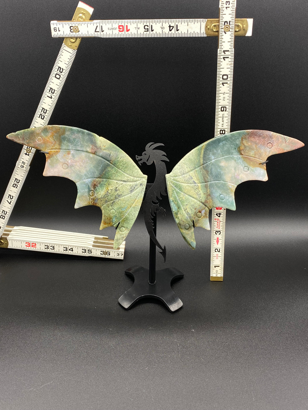 Ocean Jasper Dragon Wings with Stand                 (B)
