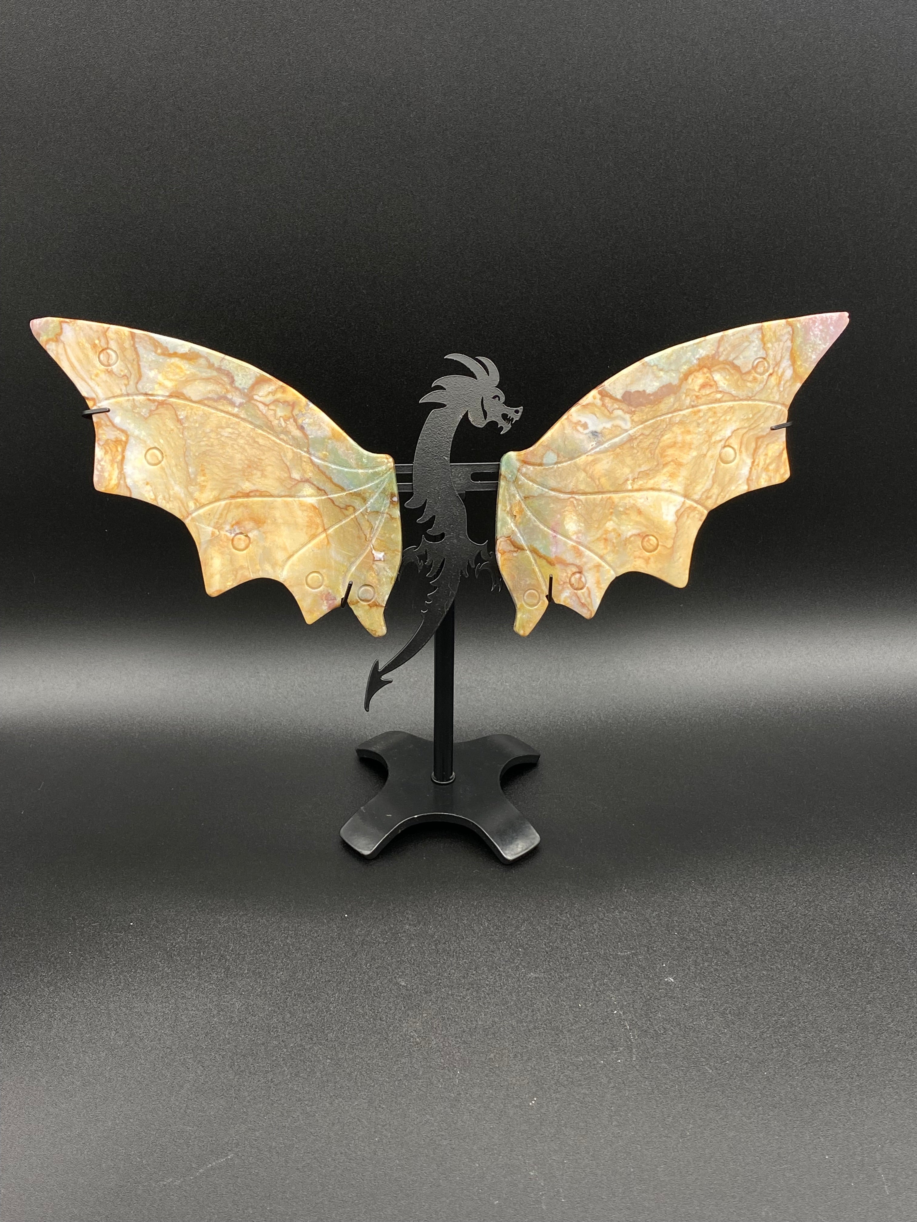 Ocean Jasper Dragon Wings with Stand                 (C)