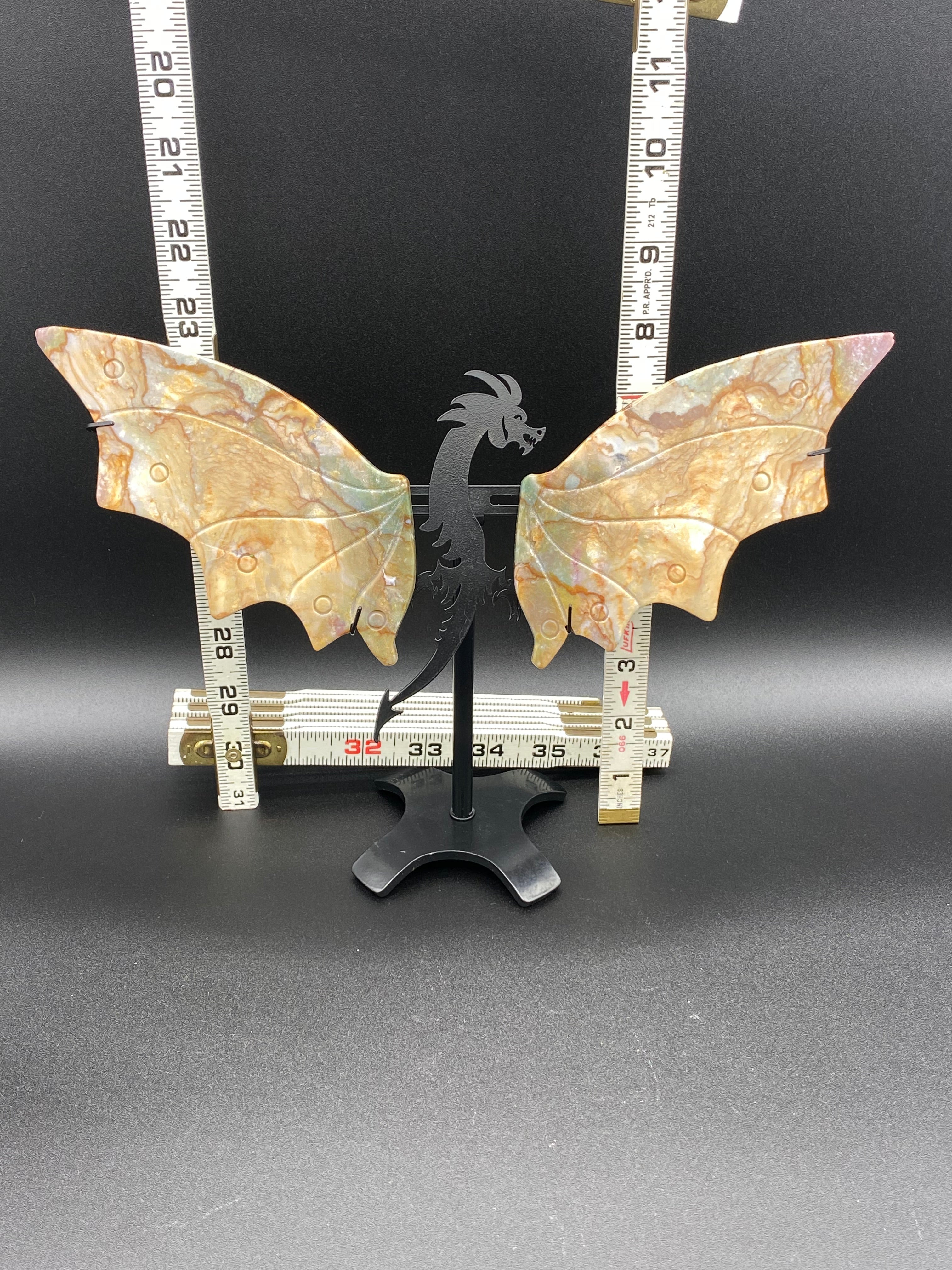 Ocean Jasper Dragon Wings with Stand                 (C)