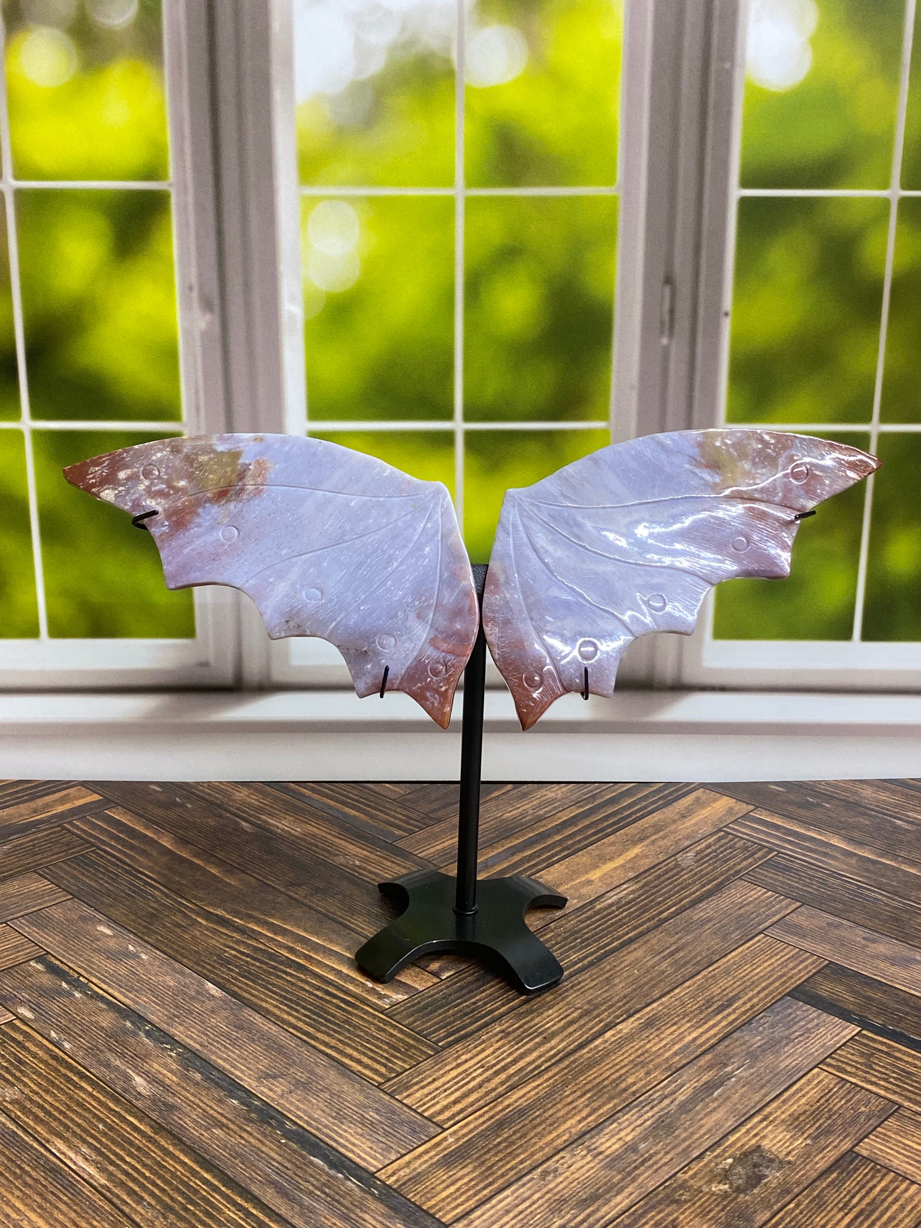 Ocean Jasper Dragon Wings with Stand                 (D)